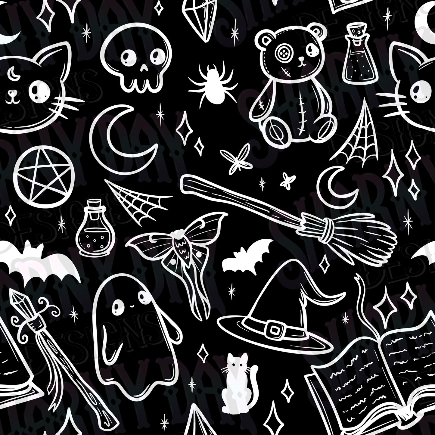 Spoopy Doodles non-exclusive Seamless Pattern Design