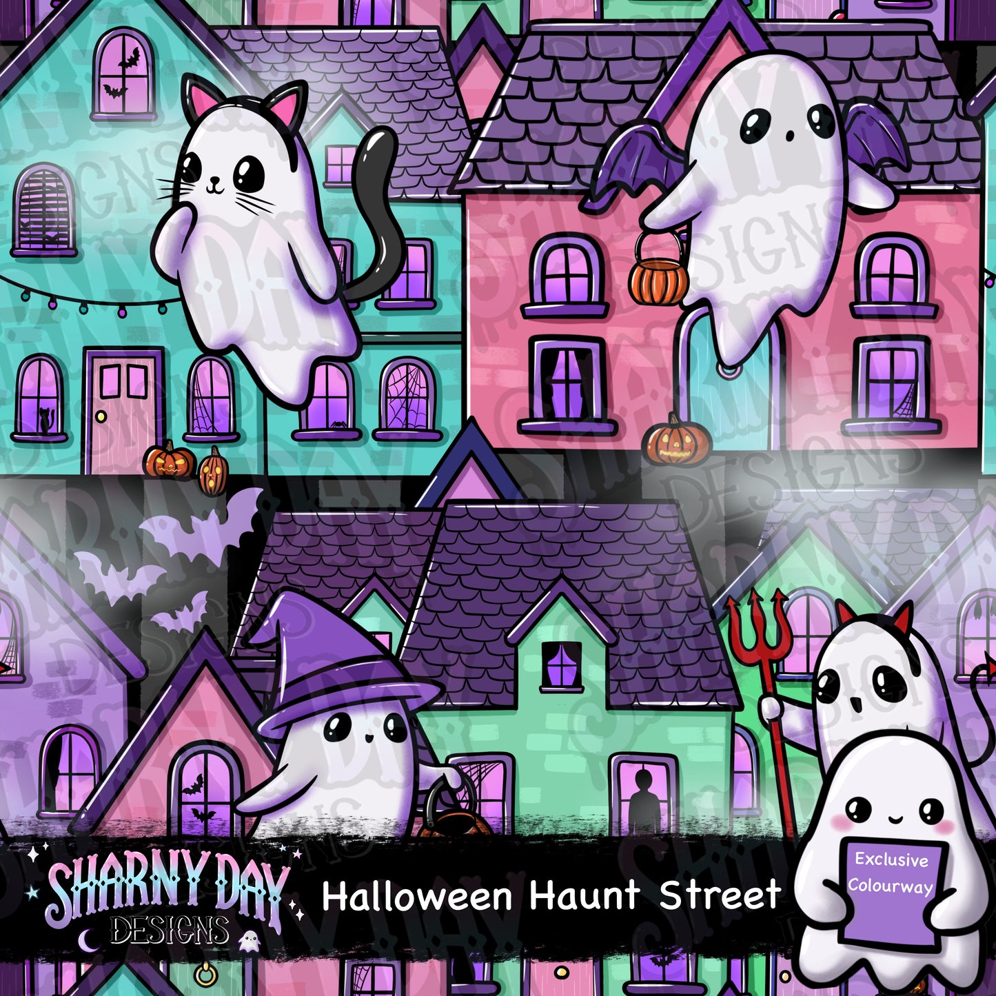 Halloween Haunt Street Exclusive Seamless Pattern Design