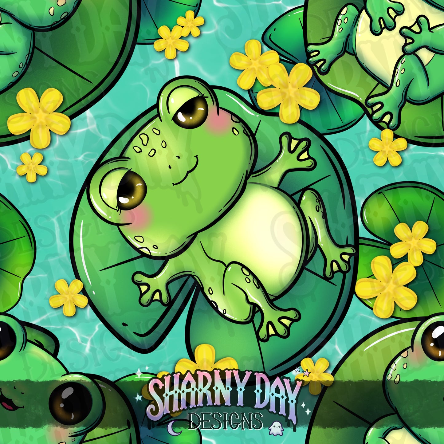 Summer Froggies Exclusive Seamless Pattern Design