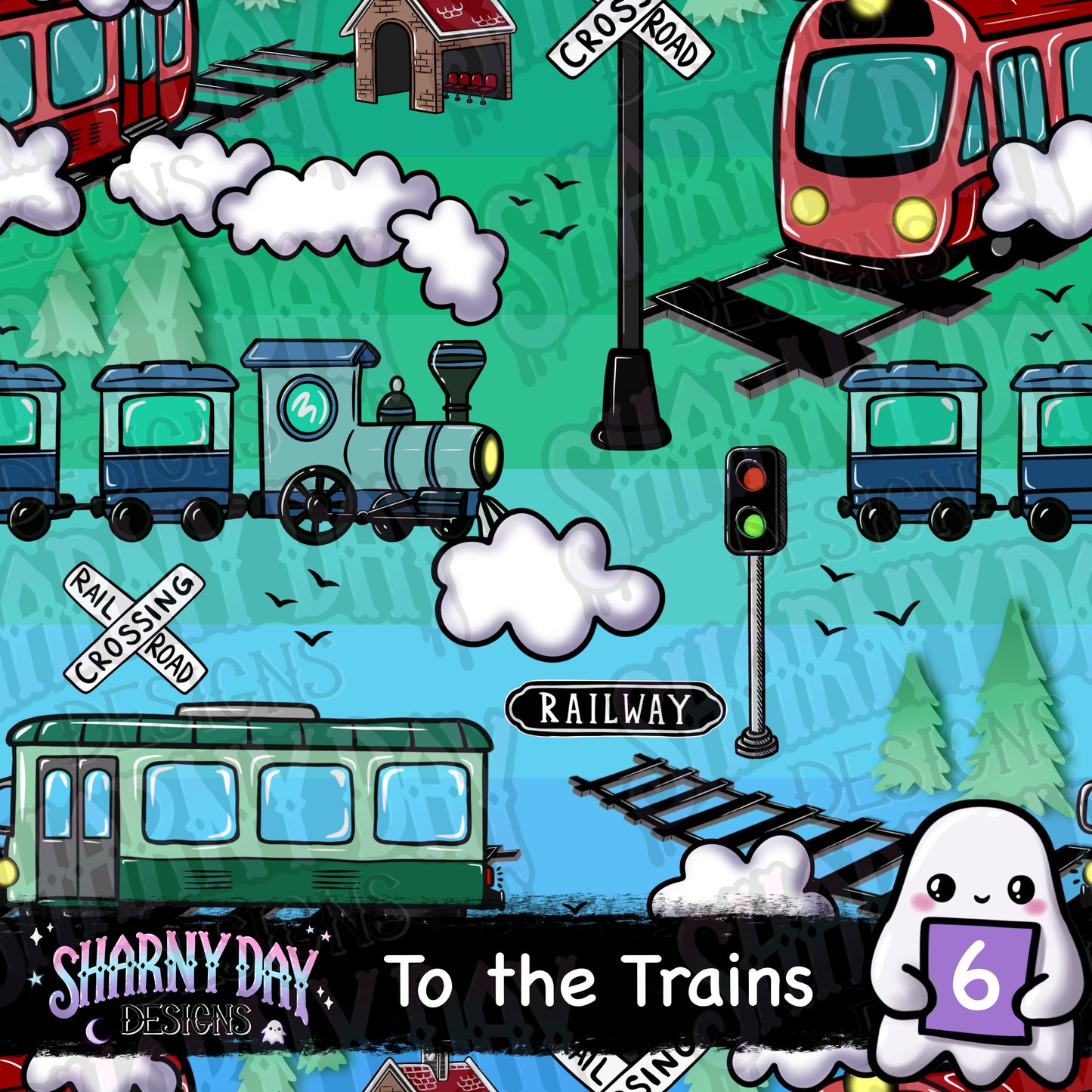 To the Trains Exclusive Seamless Pattern