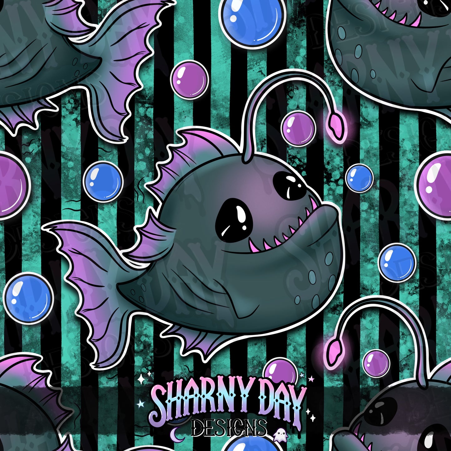 Cute Angler Fish Exclusive Seamless Pattern Design