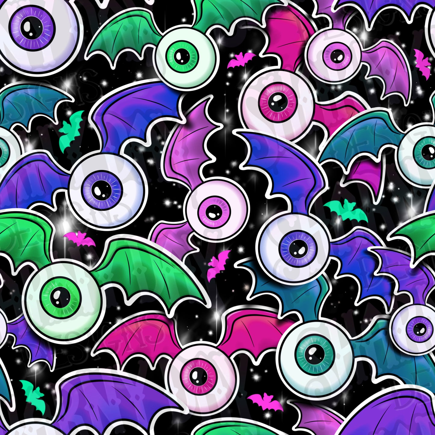 Eyeball Bats Exclusive Seamless Pattern