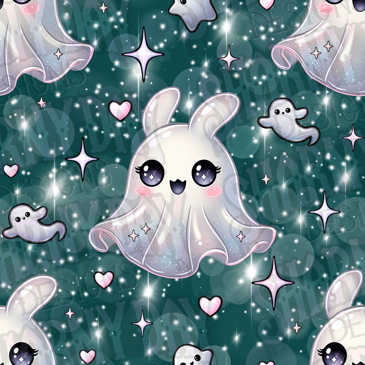 Kawaii Ghost Bunny Exclusive Seamless Pattern Design