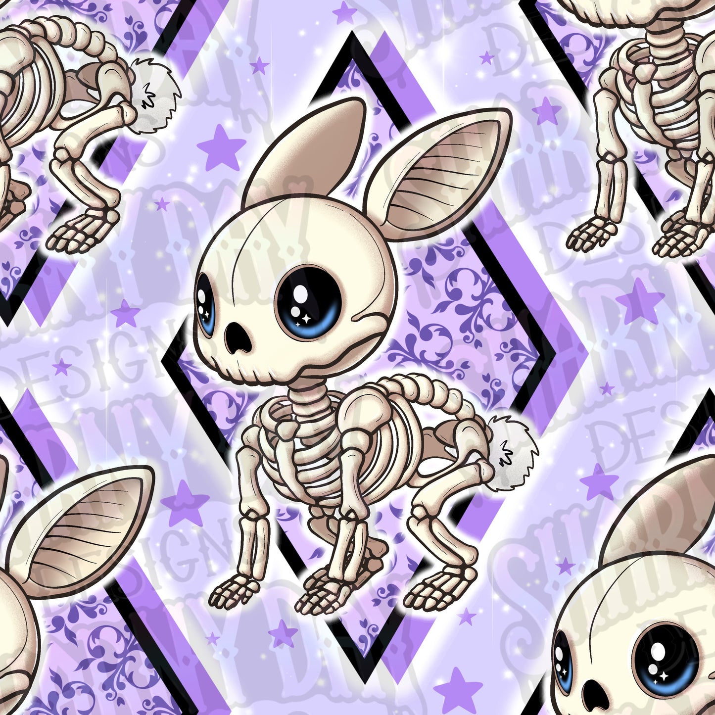 Kawaii Skelly Bunny Exclusive Seamless Pattern Design