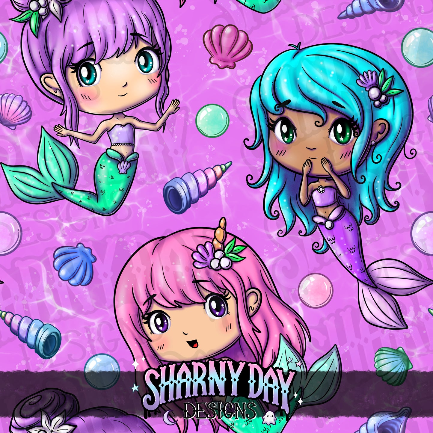 Kawaii Mermaid Friends - Exclusive Seamless Pattern Design
