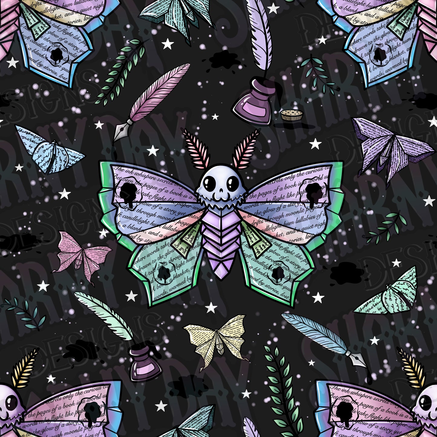 Origami Death Moths Exclusive Seamless Pattern