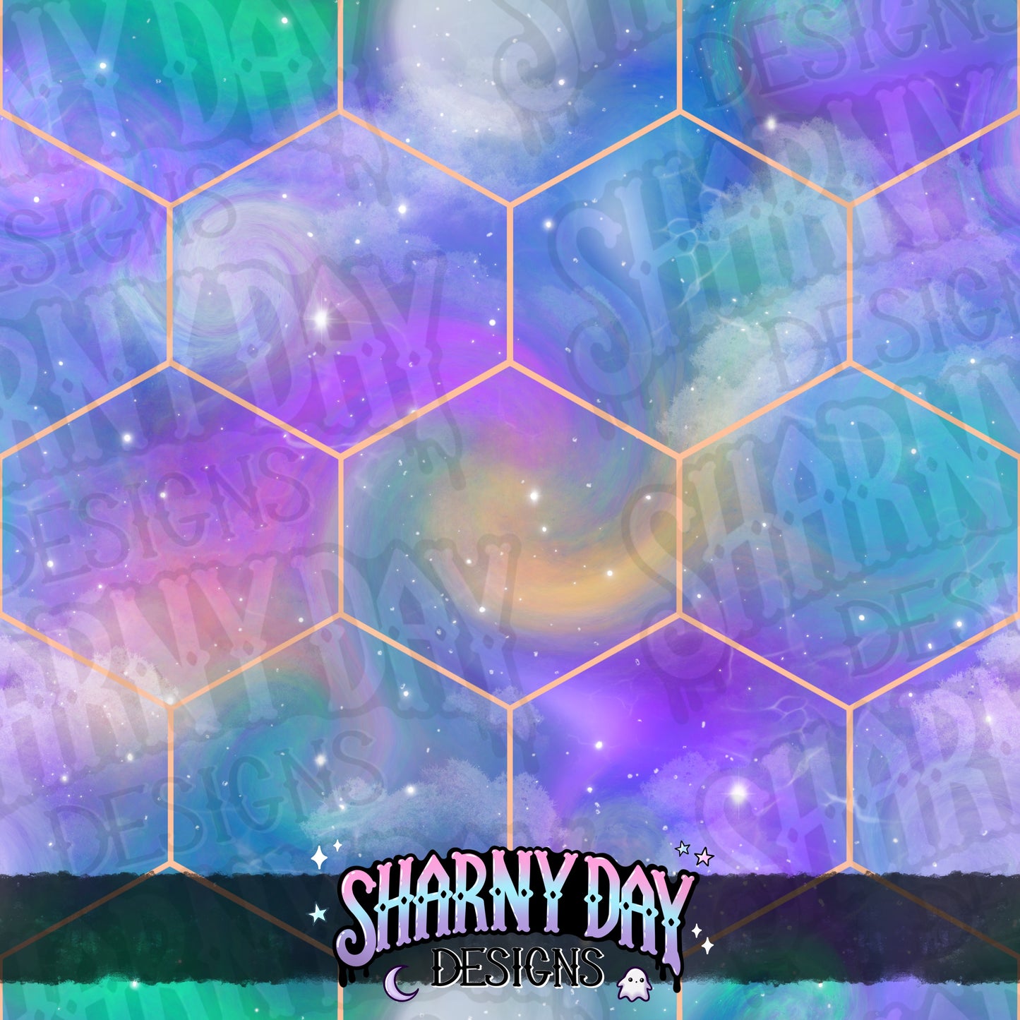 HEXTOBER - Galaxy Honeycomb non-exclusive Seamless Pattern Design