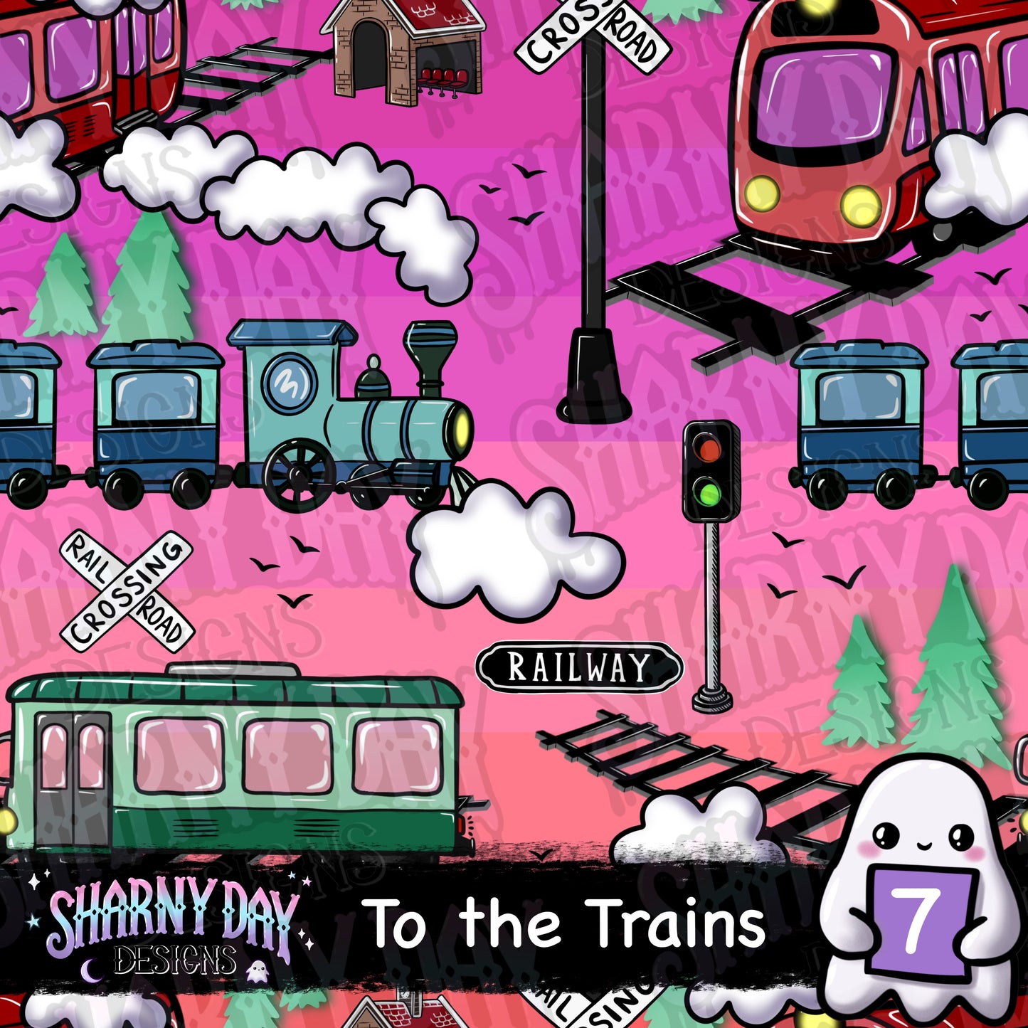 To the Trains Exclusive Seamless Pattern
