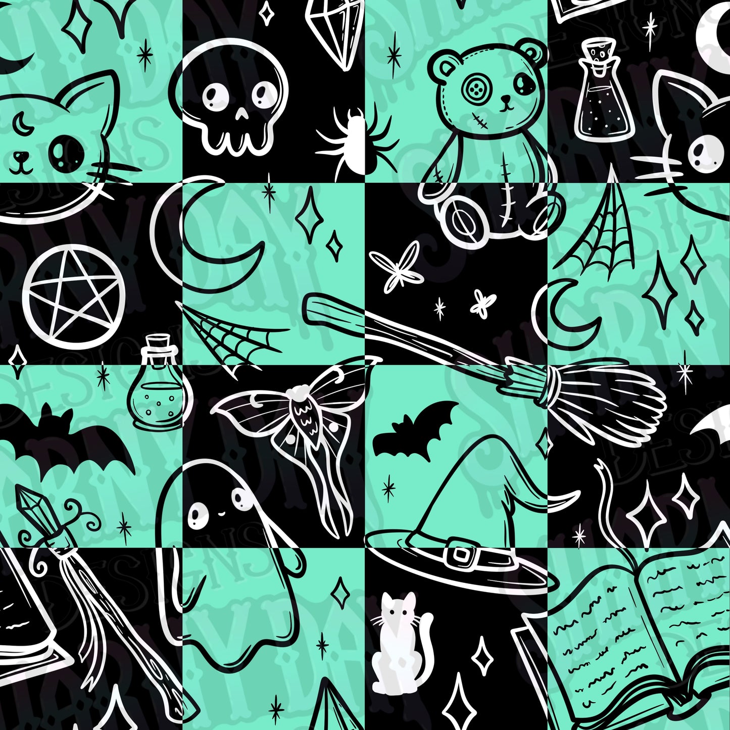 Spoopy Doodles non-exclusive Seamless Pattern Design