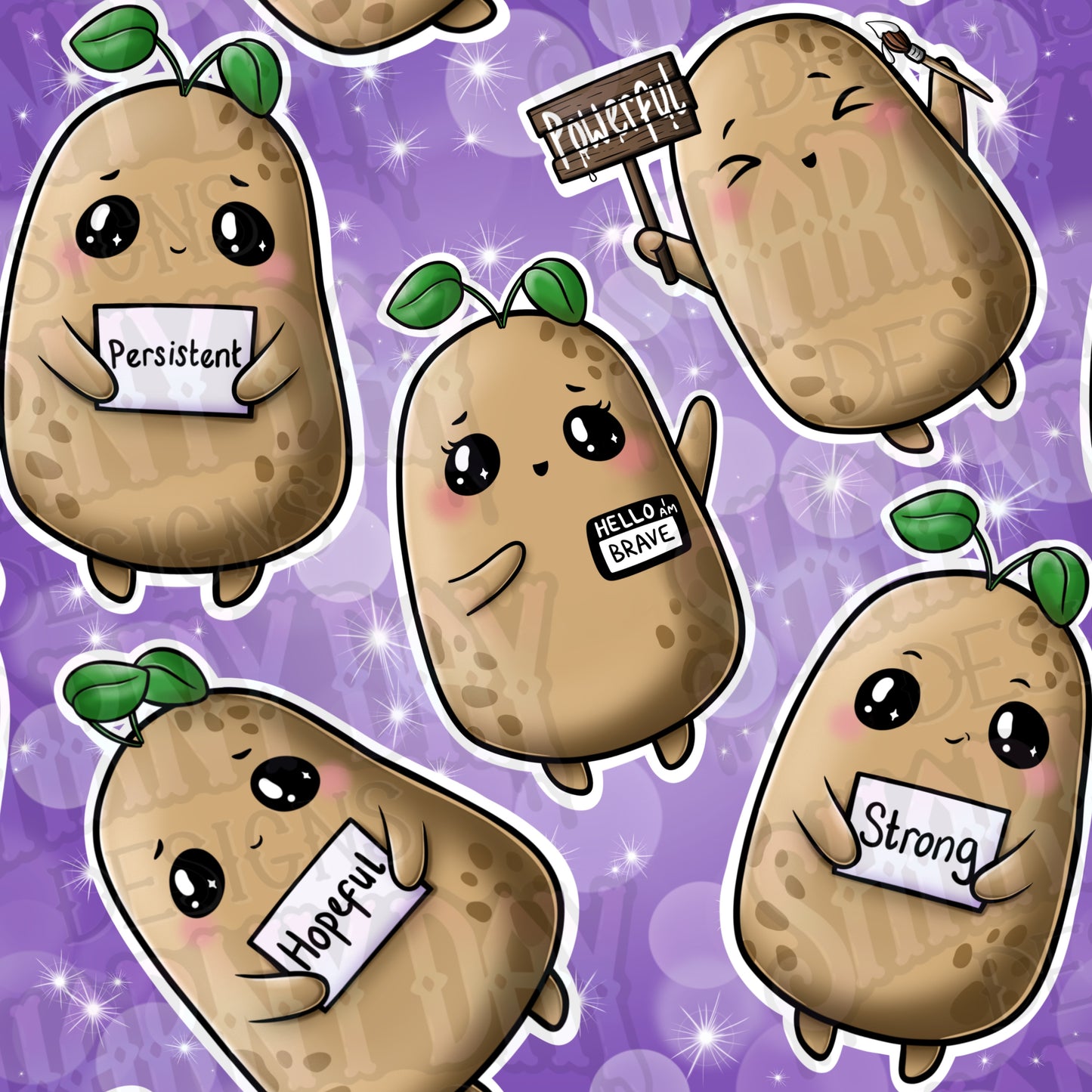 Posi-potato Exclusive Seamless Pattern Design - 2 Wording Variations Per Purchase!