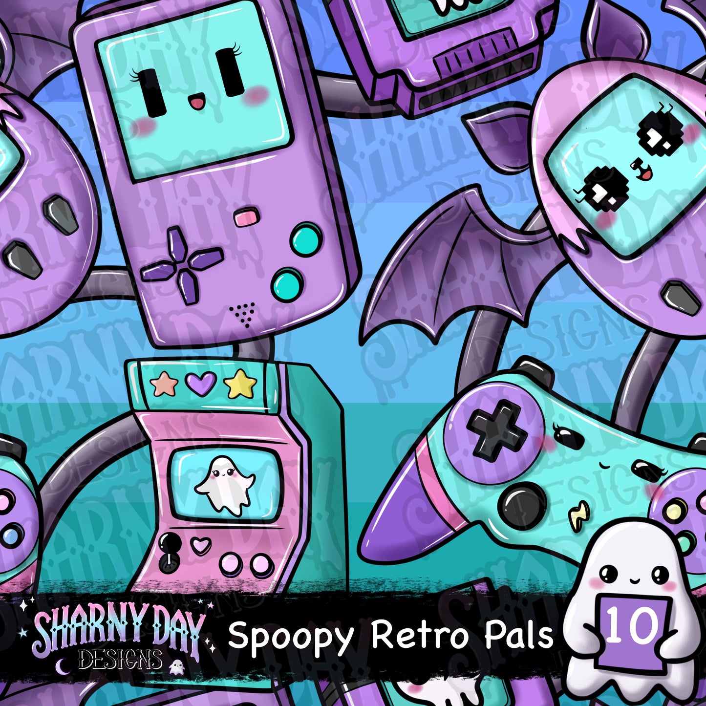 Spoopy Retro Pals Exclusive Seamless Pattern