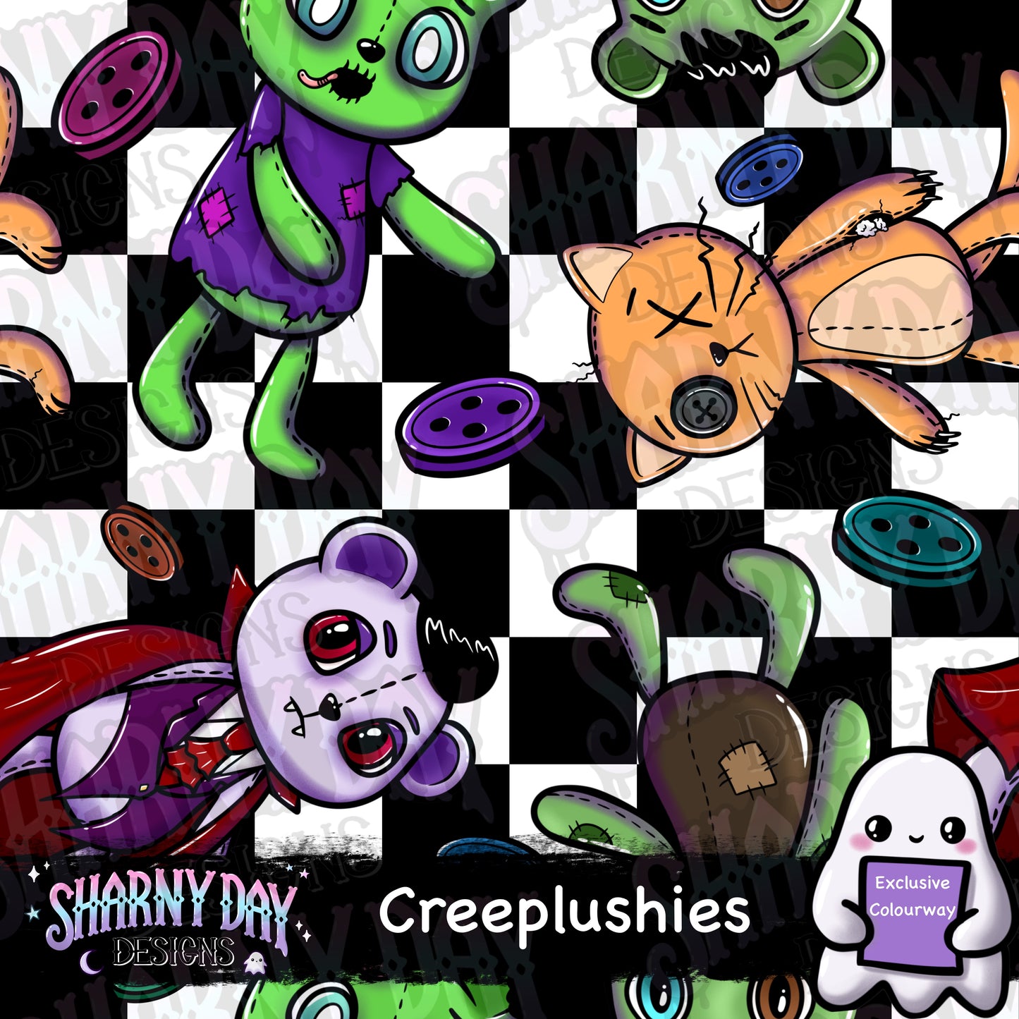Creeplushies Exclusive Seamless Pattern Design