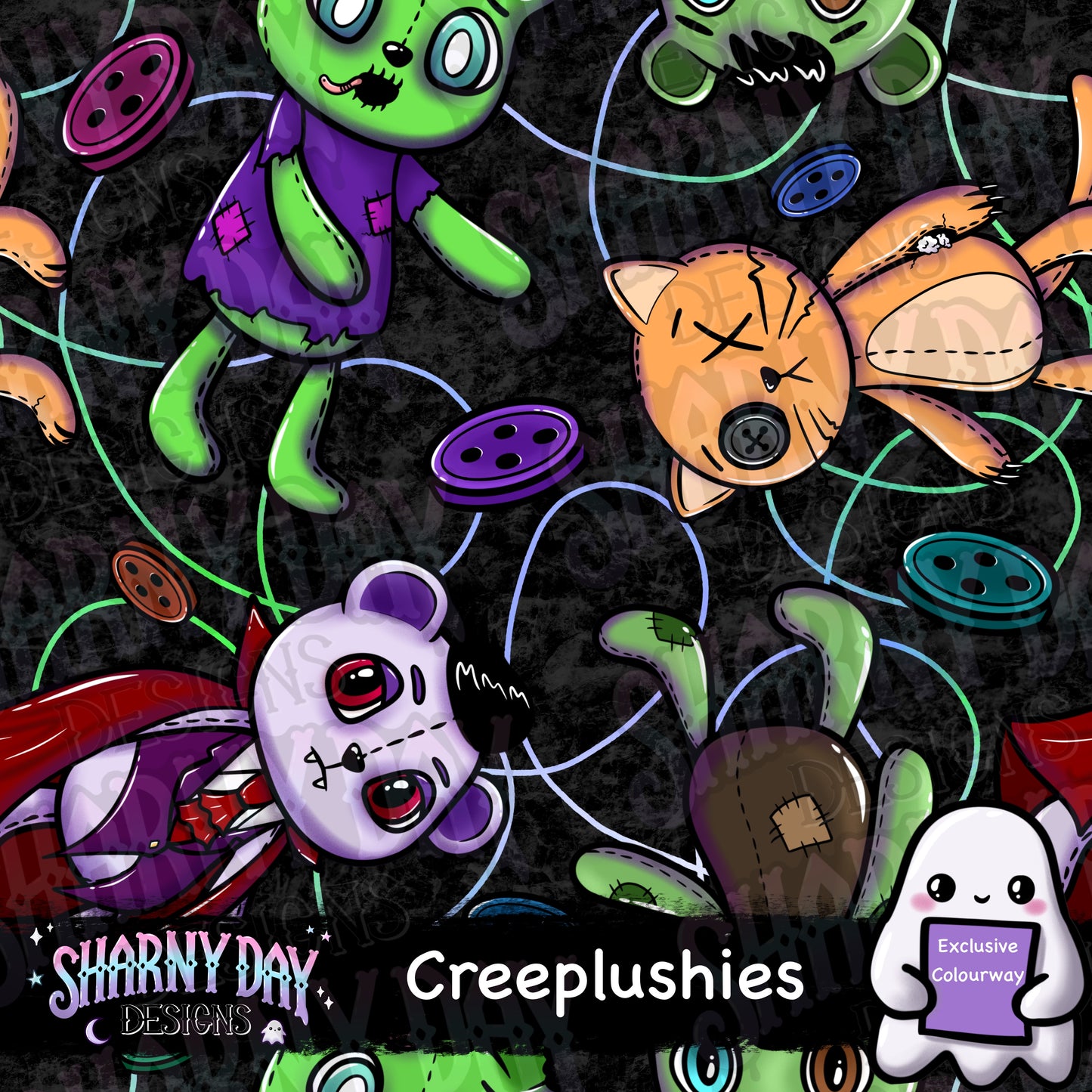 Creeplushies Exclusive Seamless Pattern Design