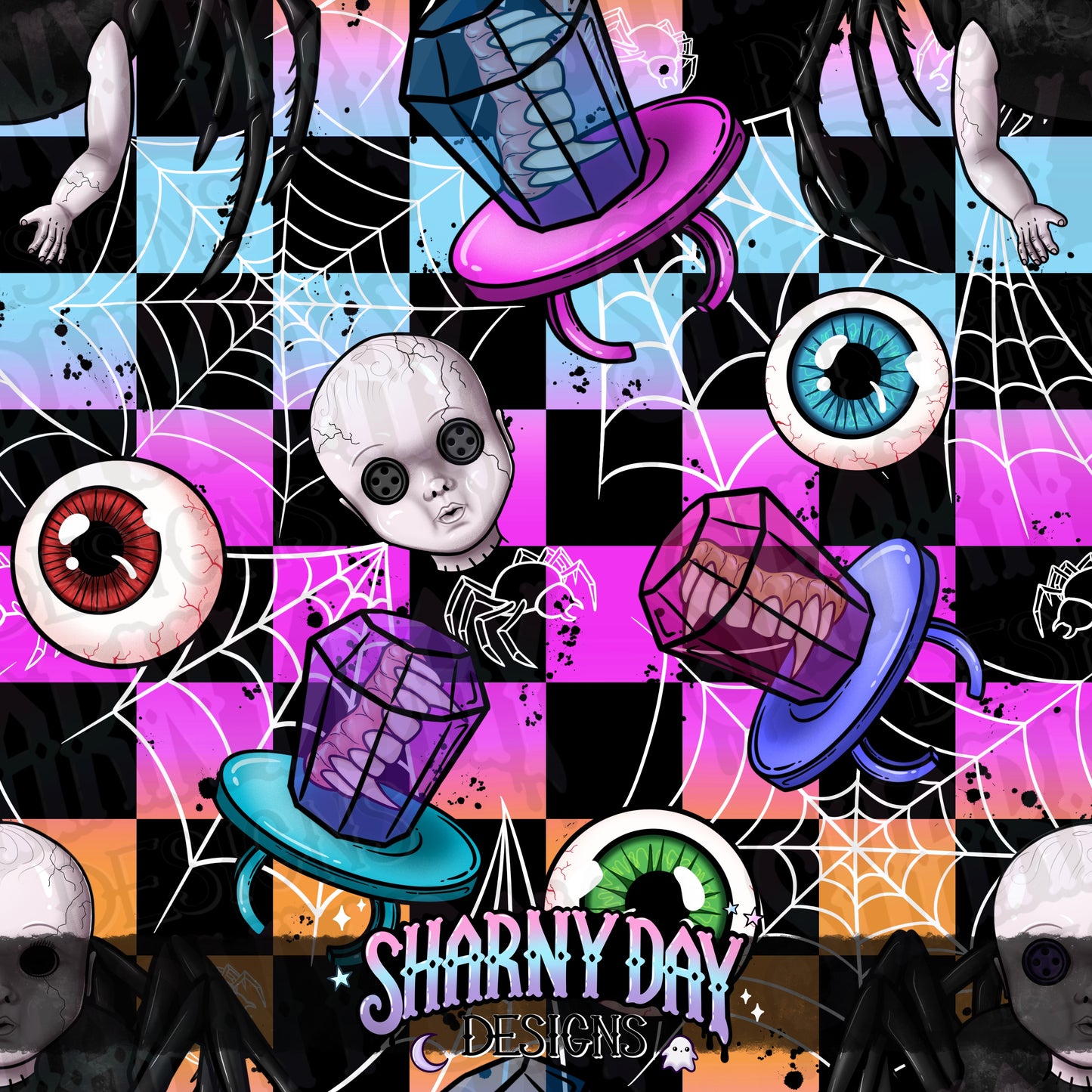 Creepy Spider Baby Exclusive Seamless Pattern Design