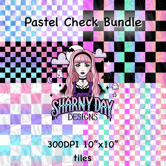 Pastel Checkered Non-exclusive Seamless Patterns Bundle of 10