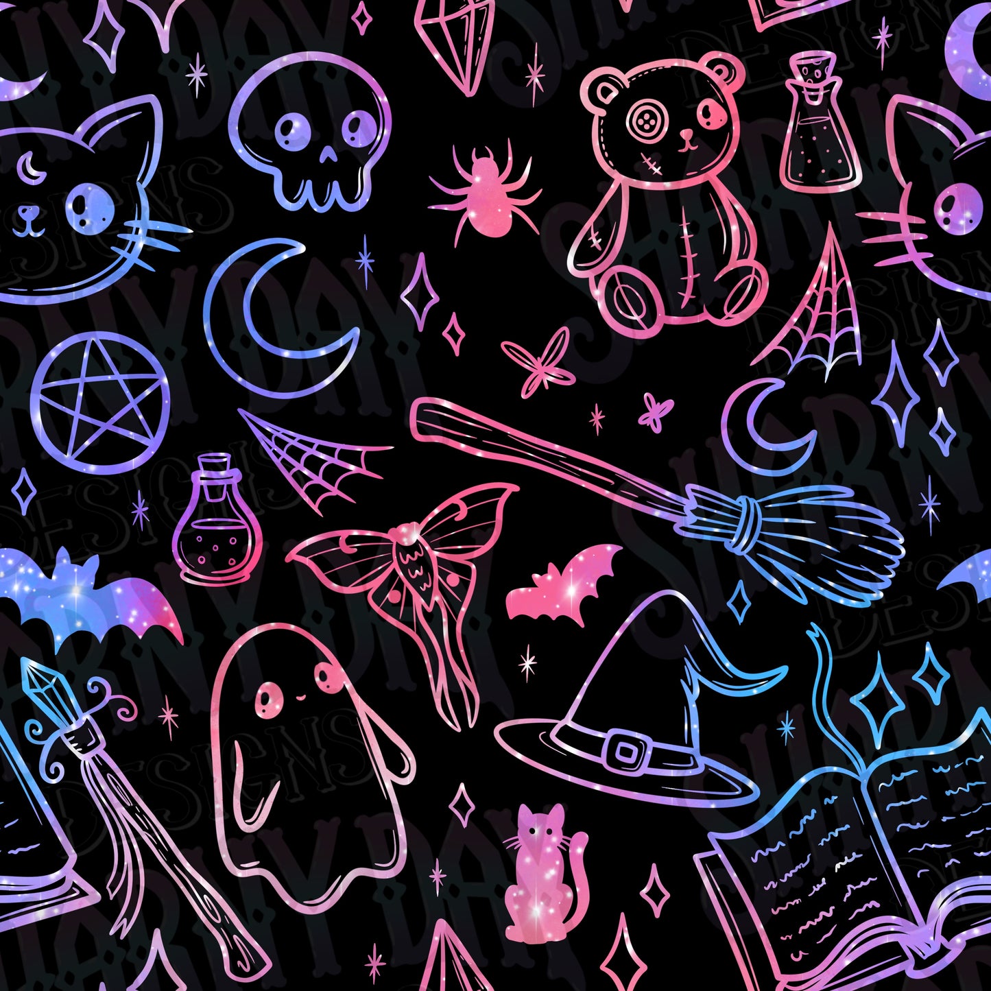 Spoopy Doodles non-exclusive Seamless Pattern Design