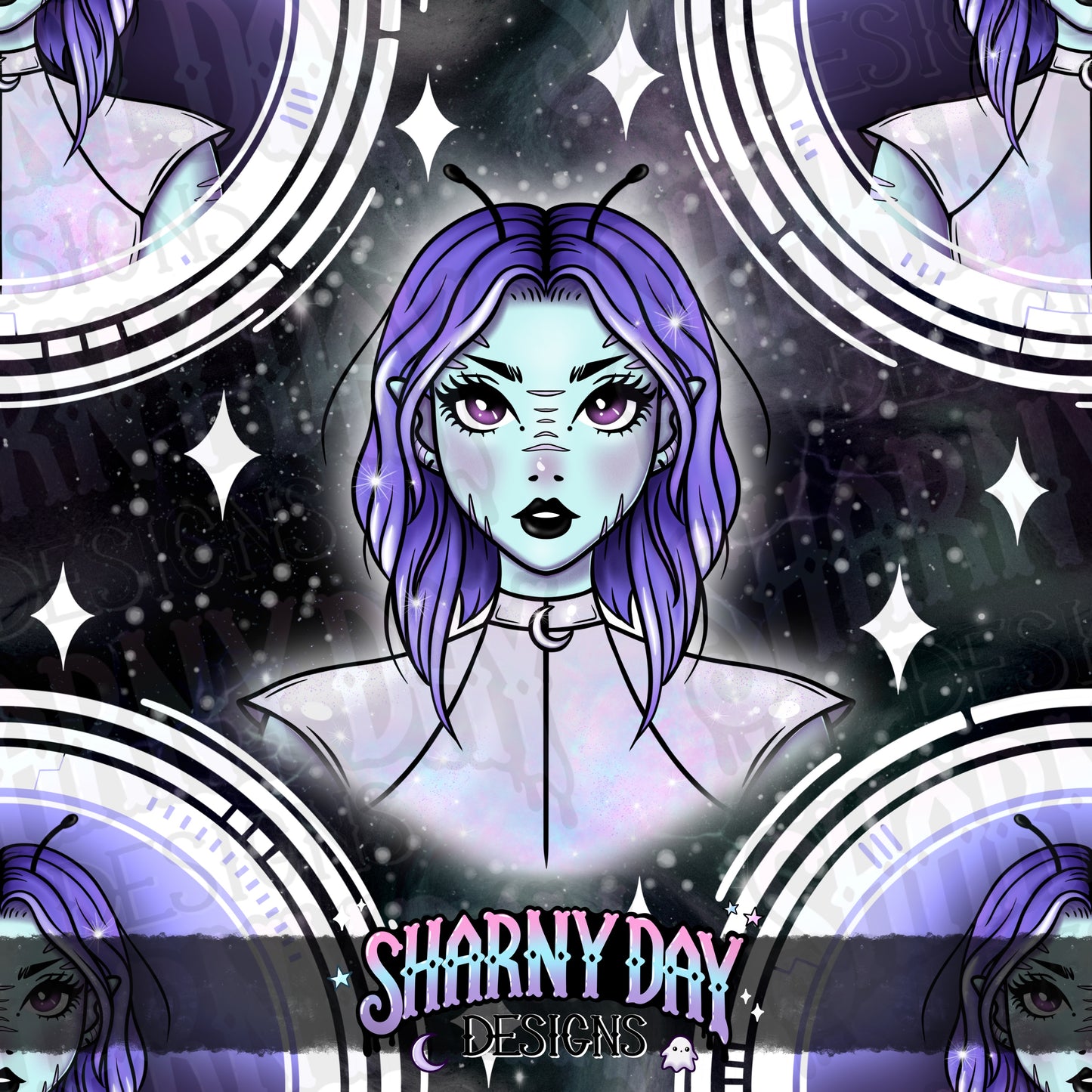 HEXTOBER - Galaxy Girl Limited Seamless Pattern