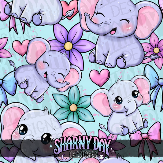 Kawaii Elephants Exclusive Seamless Pattern Design