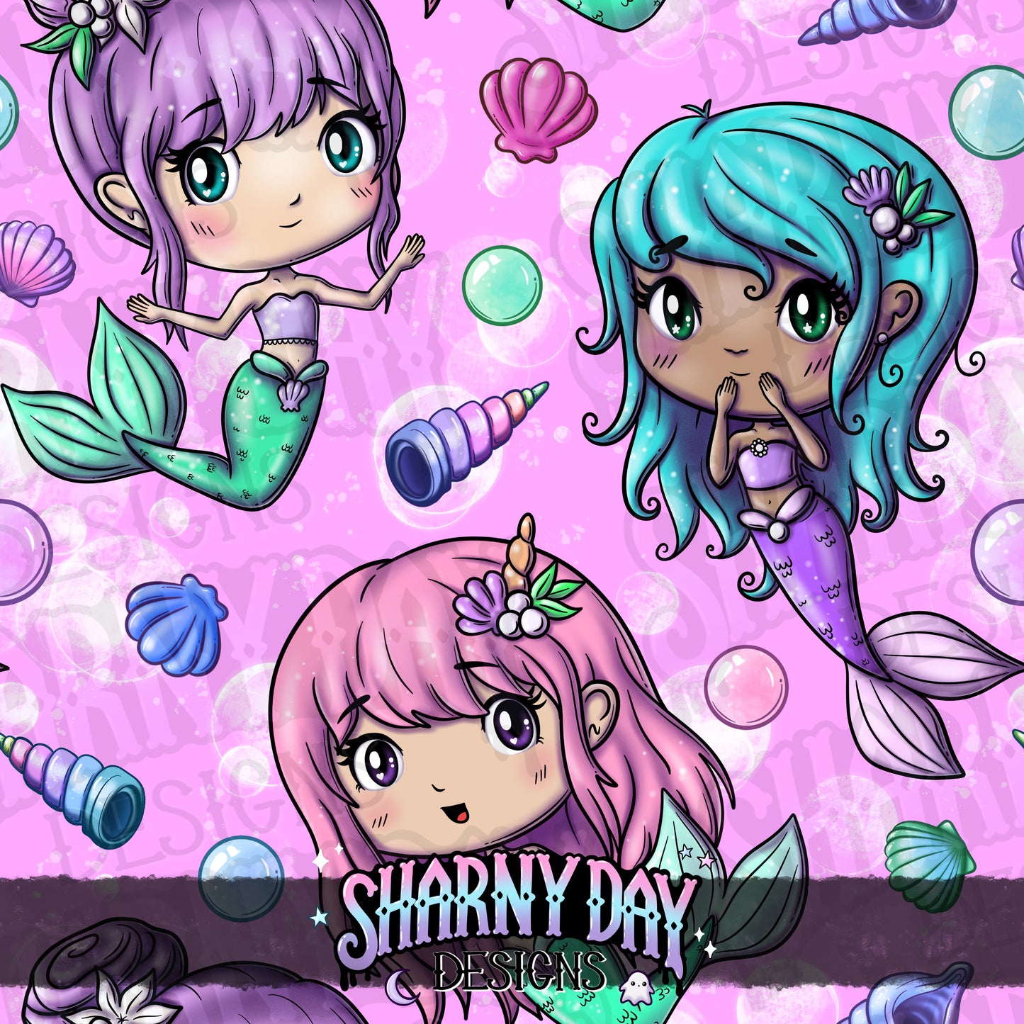 Kawaii Mermaid Friends - Exclusive Seamless Pattern Design