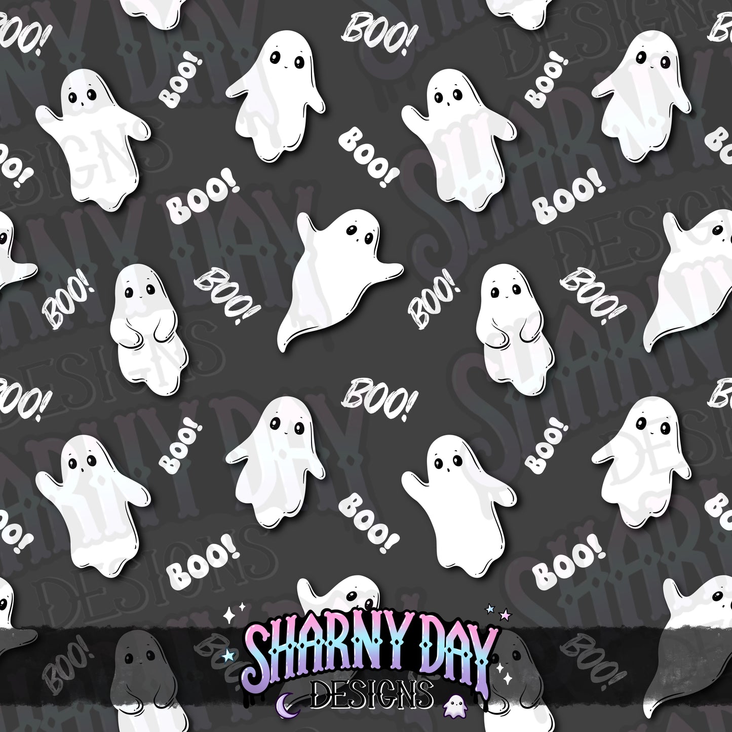 Mono Ghosties non-exclusive Seamless Pattern Design