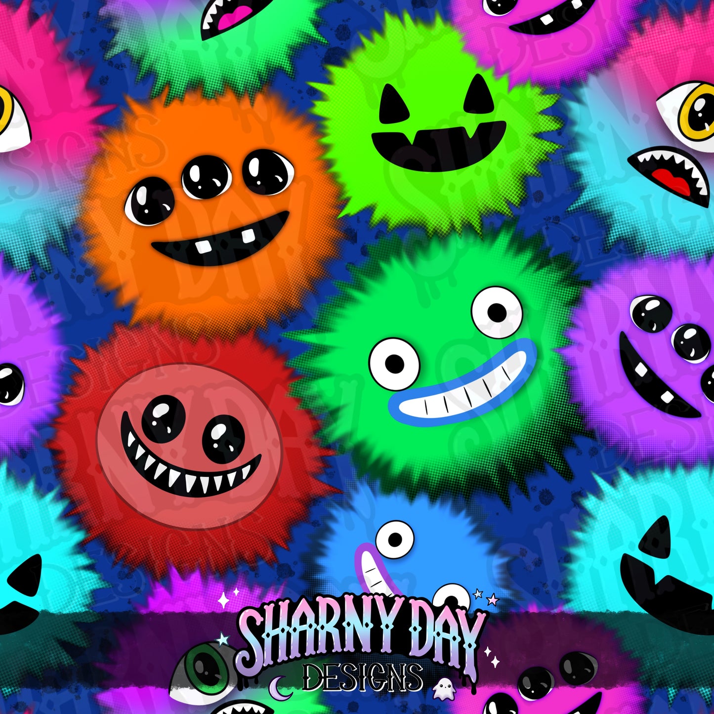 Fluffy Monsters Exclusive Seamless Pattern Design