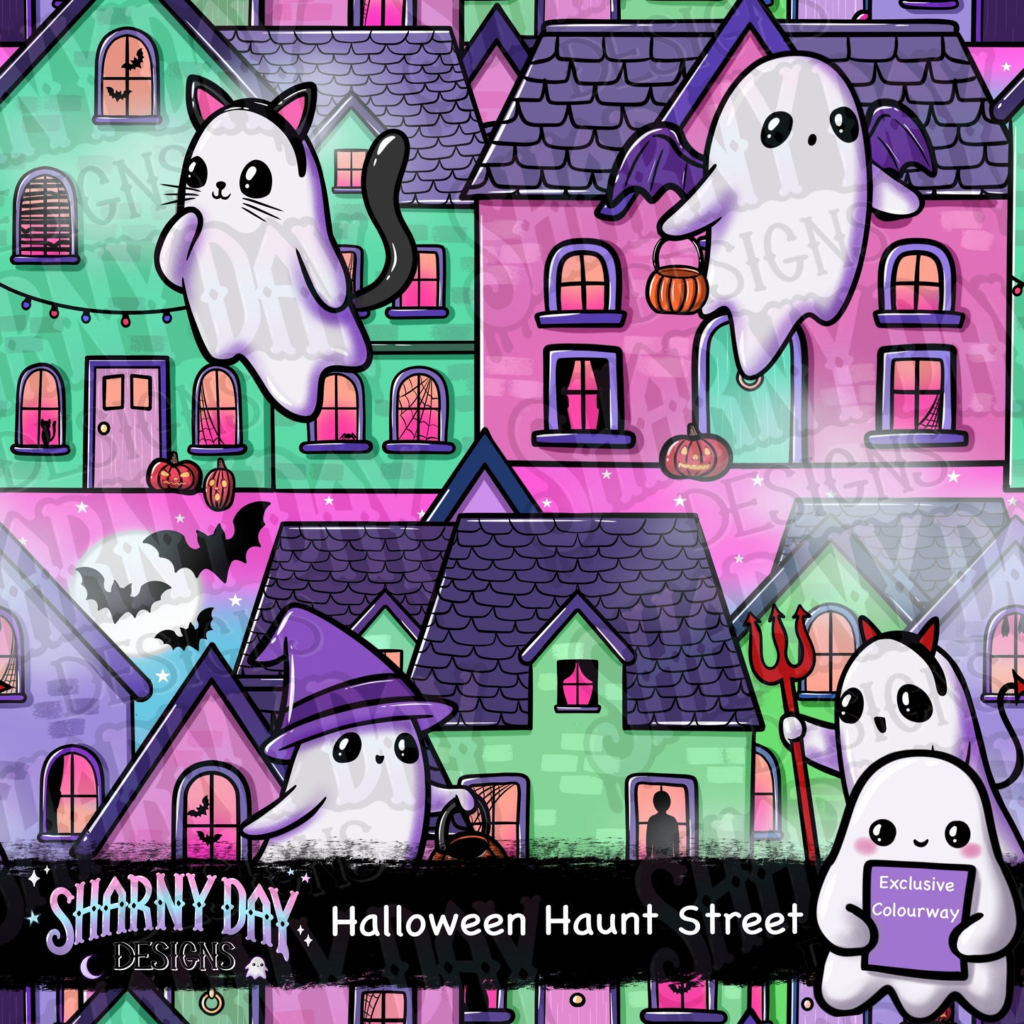 Halloween Haunt Street Exclusive Seamless Pattern Design