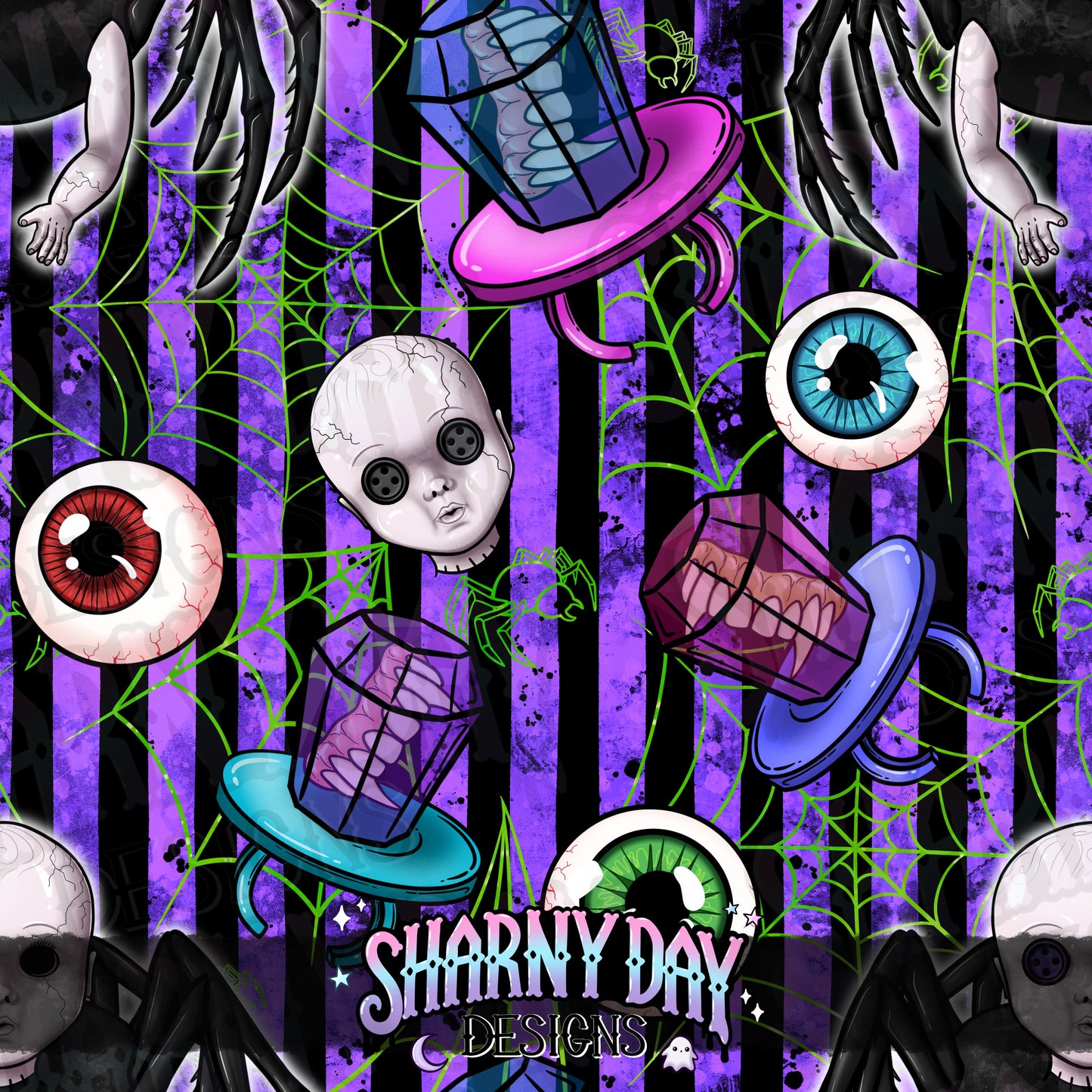 Creepy Spider Baby Exclusive Seamless Pattern Design