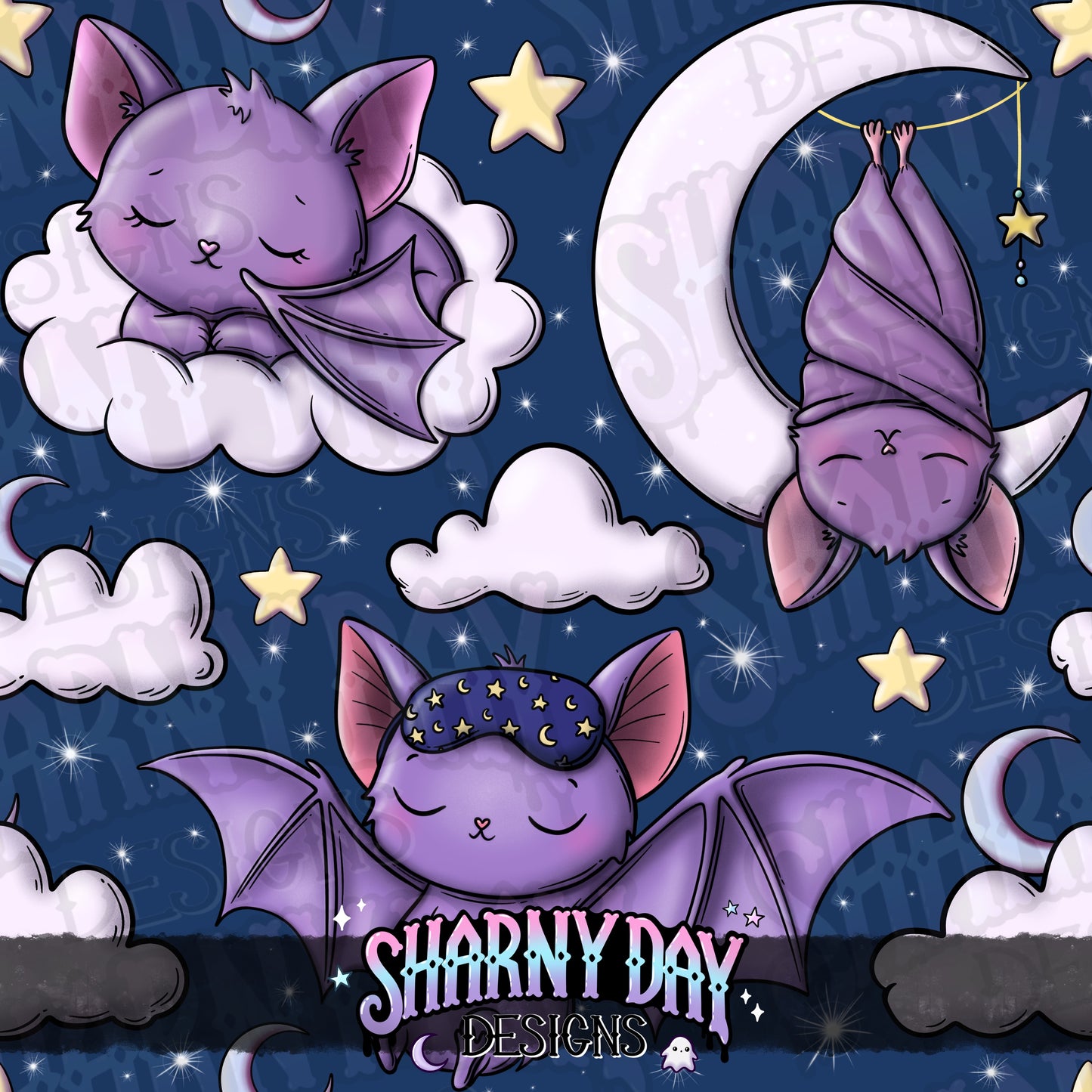Dreamy Bats Exclusive Seamless Pattern Design