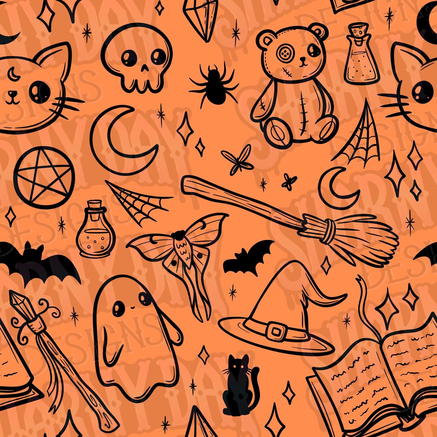 Spoopy Doodles non-exclusive Seamless Pattern Design