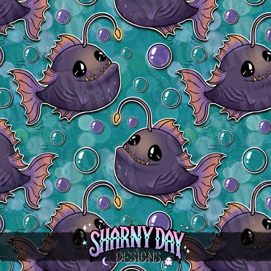 Cute Angler Fish Exclusive Seamless Pattern Design