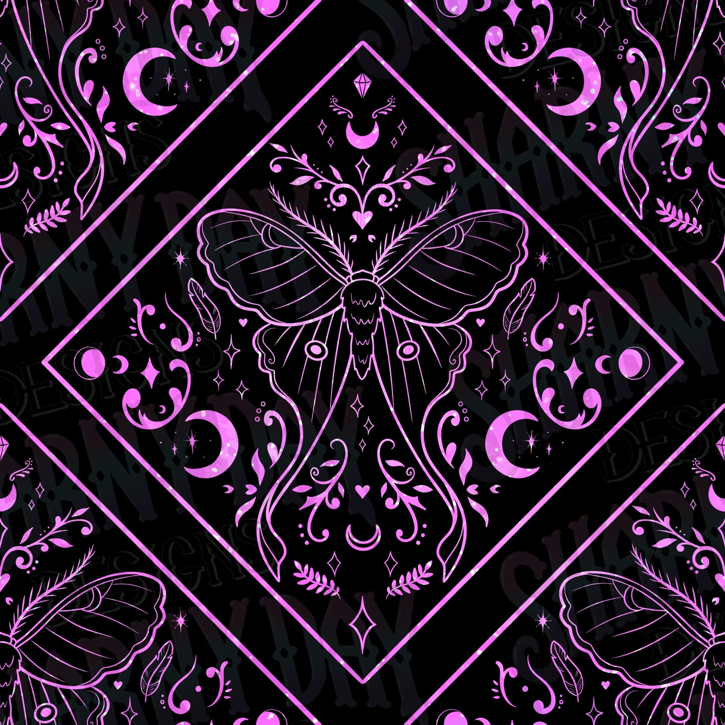 Luna Moth Lines Exclusive Seamless Pattern Design