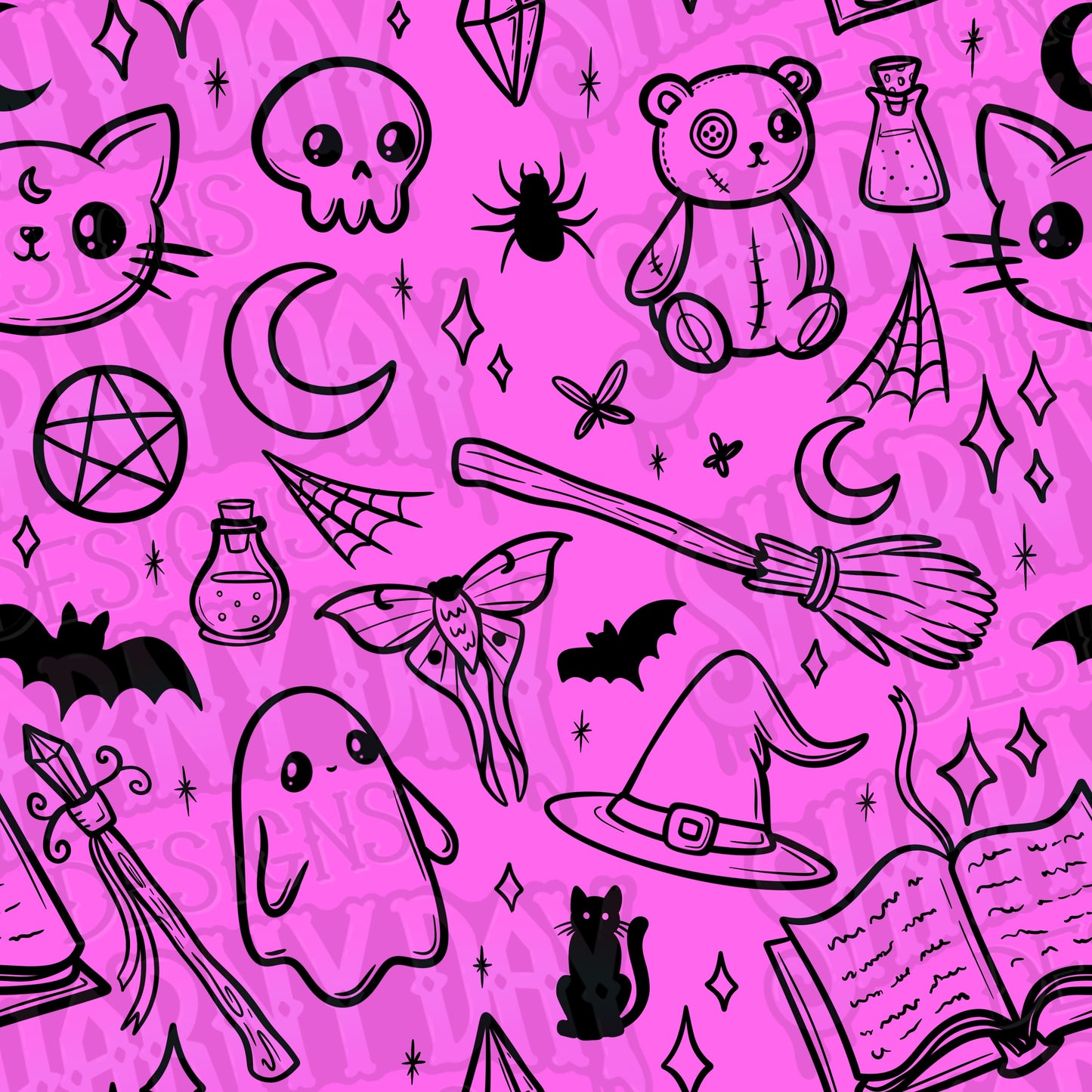 Spoopy Doodles non-exclusive Seamless Pattern Design