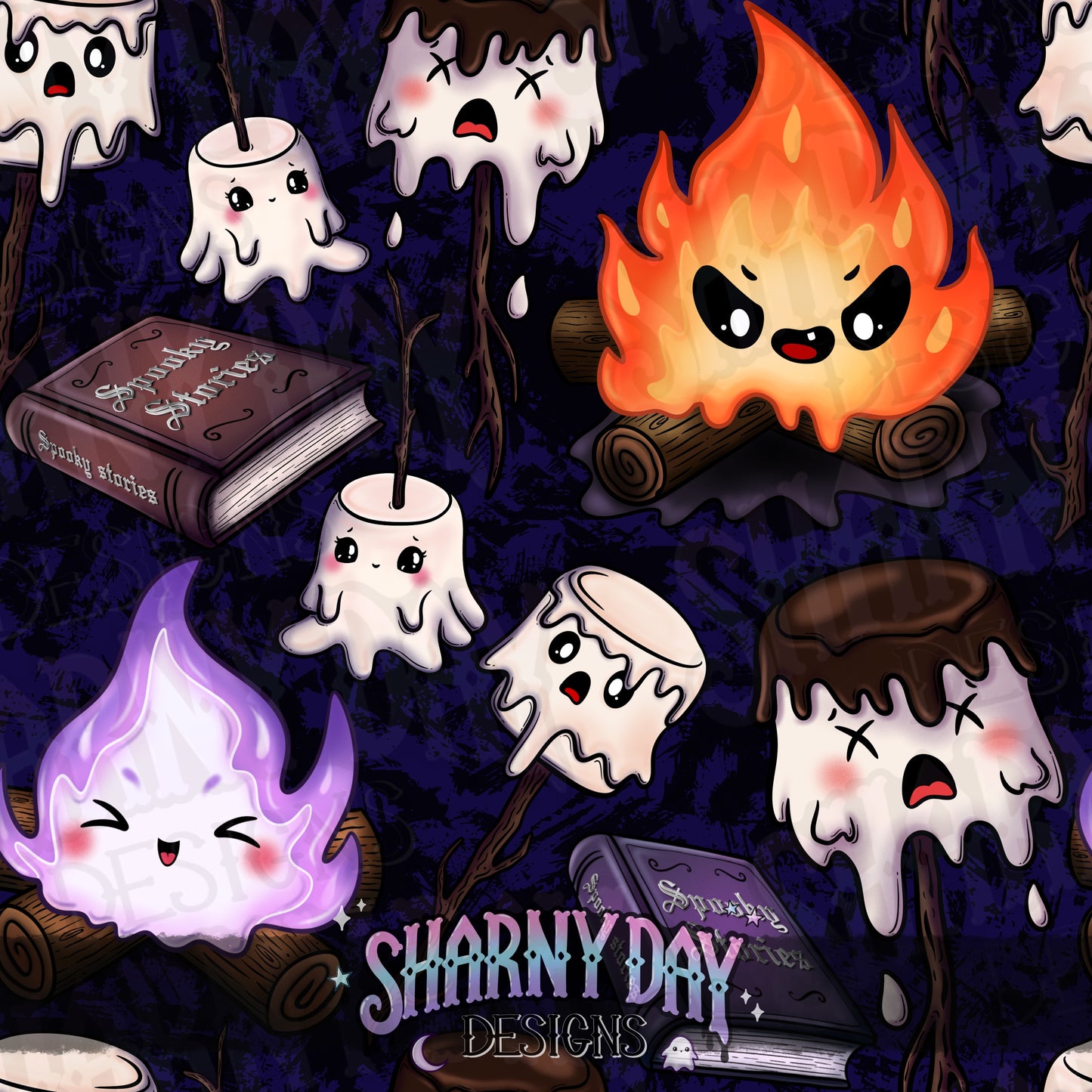 Creepy Campfire Exclusive Seamless Pattern Design