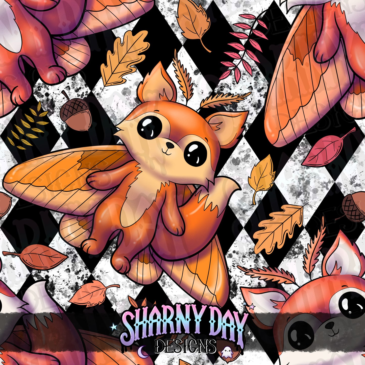 Kawaii Fox Moth Exclusive Seamless Pattern Design