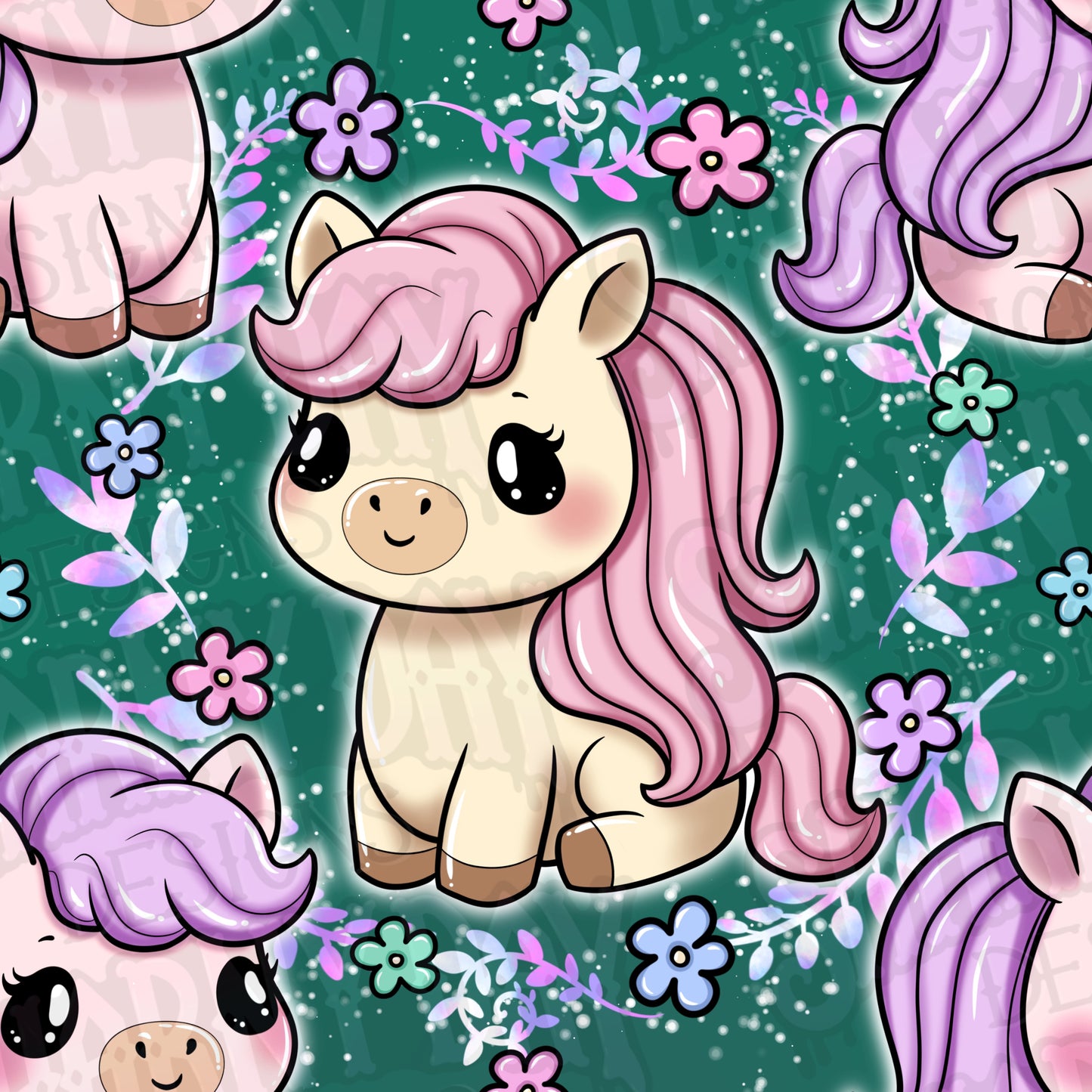 Kawaii Pony Exclusive Seamless Pattern Design