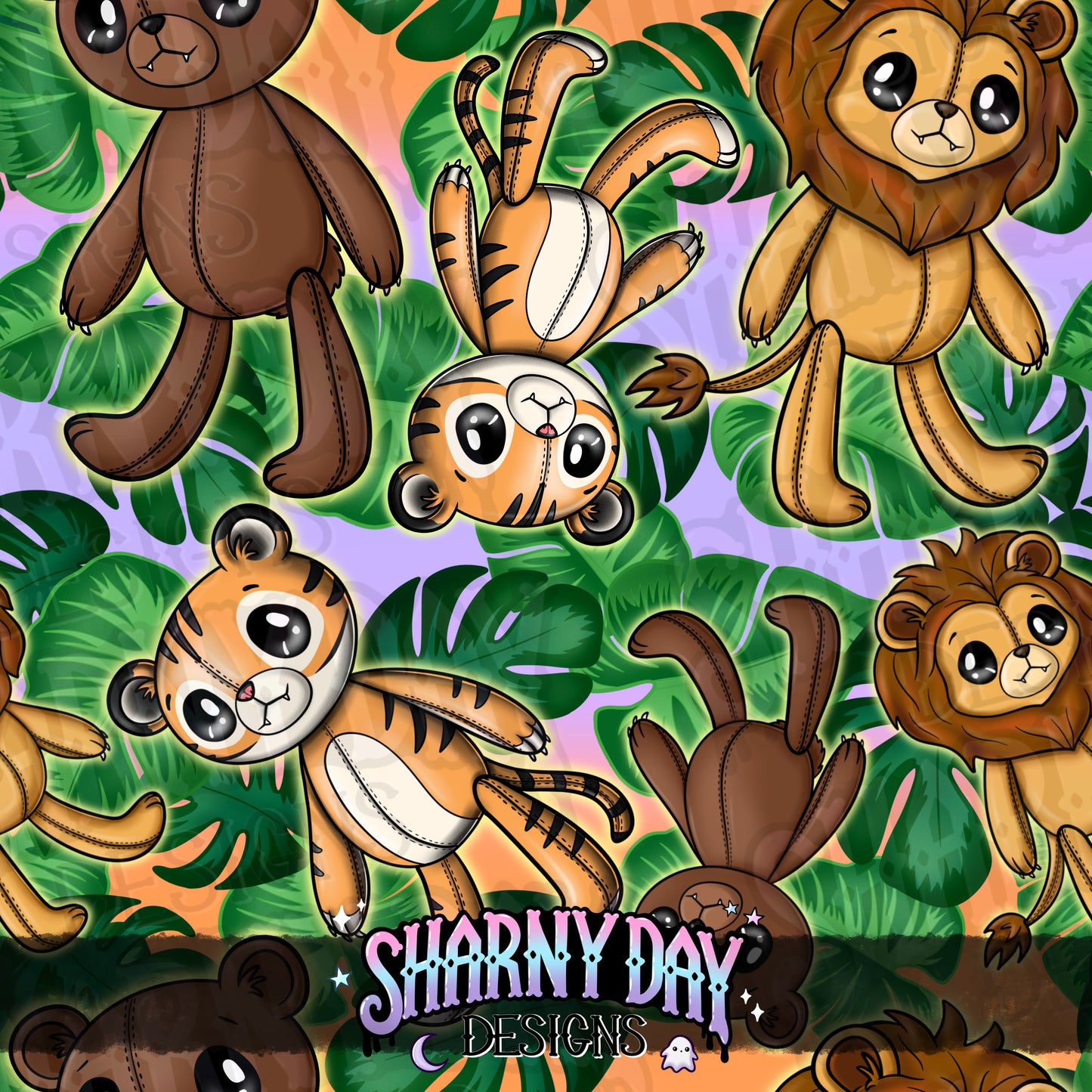 HEXTOBER - Wild Animal Plushies Exclusive Seamless Pattern Design
