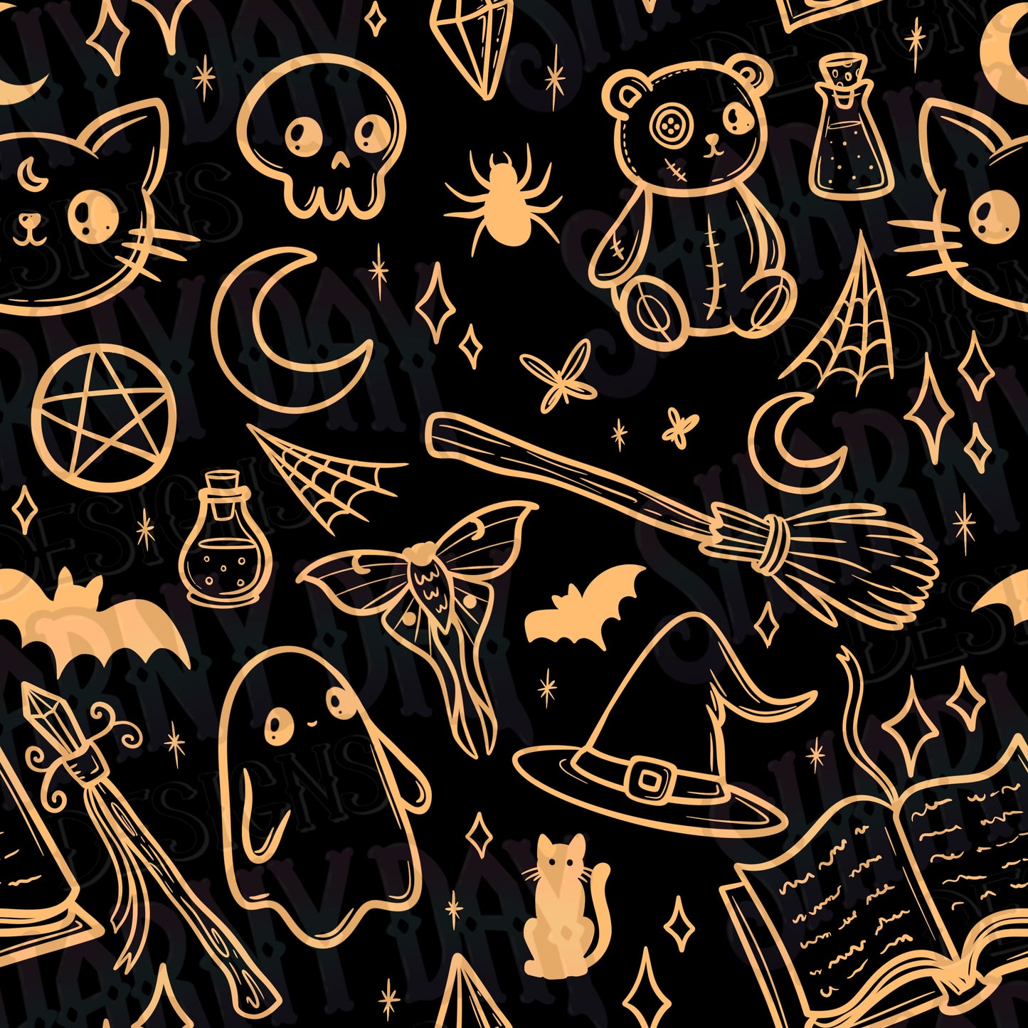 Spoopy Doodles non-exclusive Seamless Pattern Design