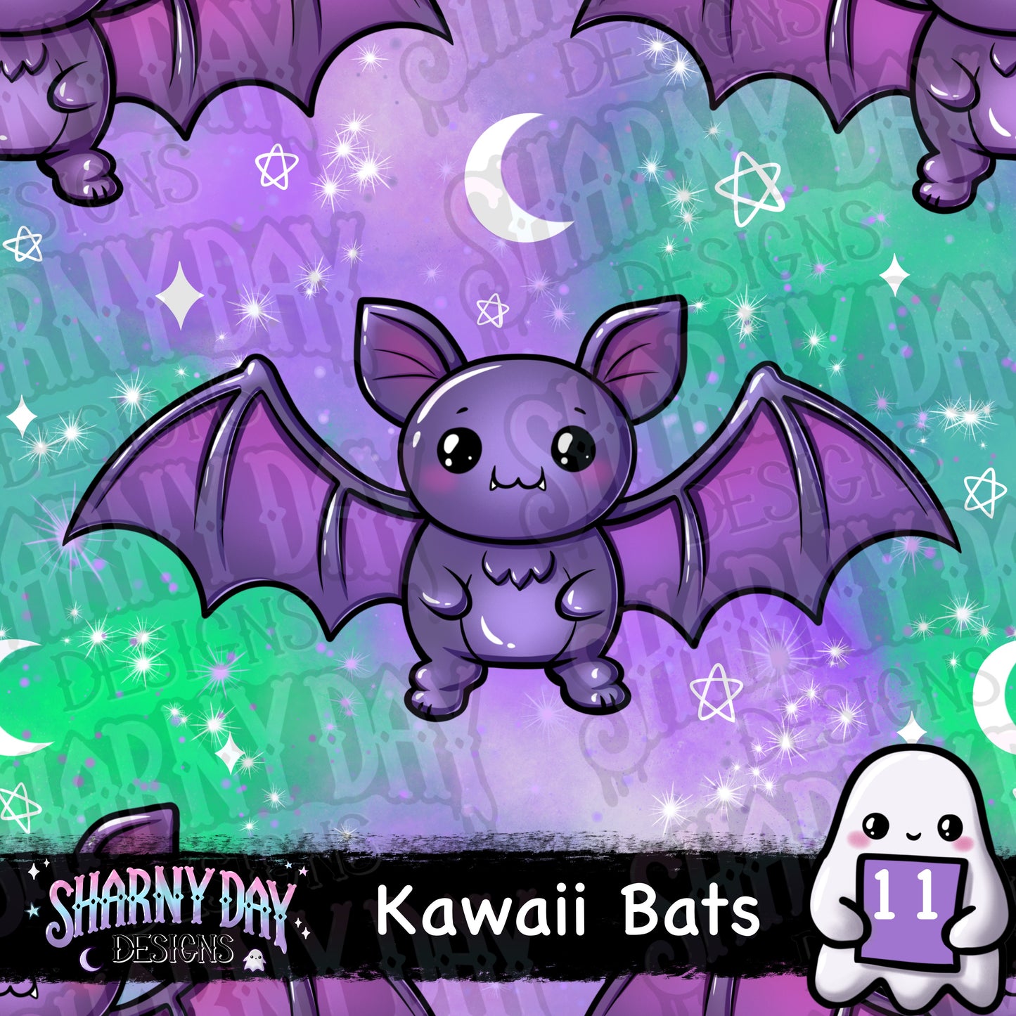 Kawaii Bats Exclusive Seamless Pattern Design
