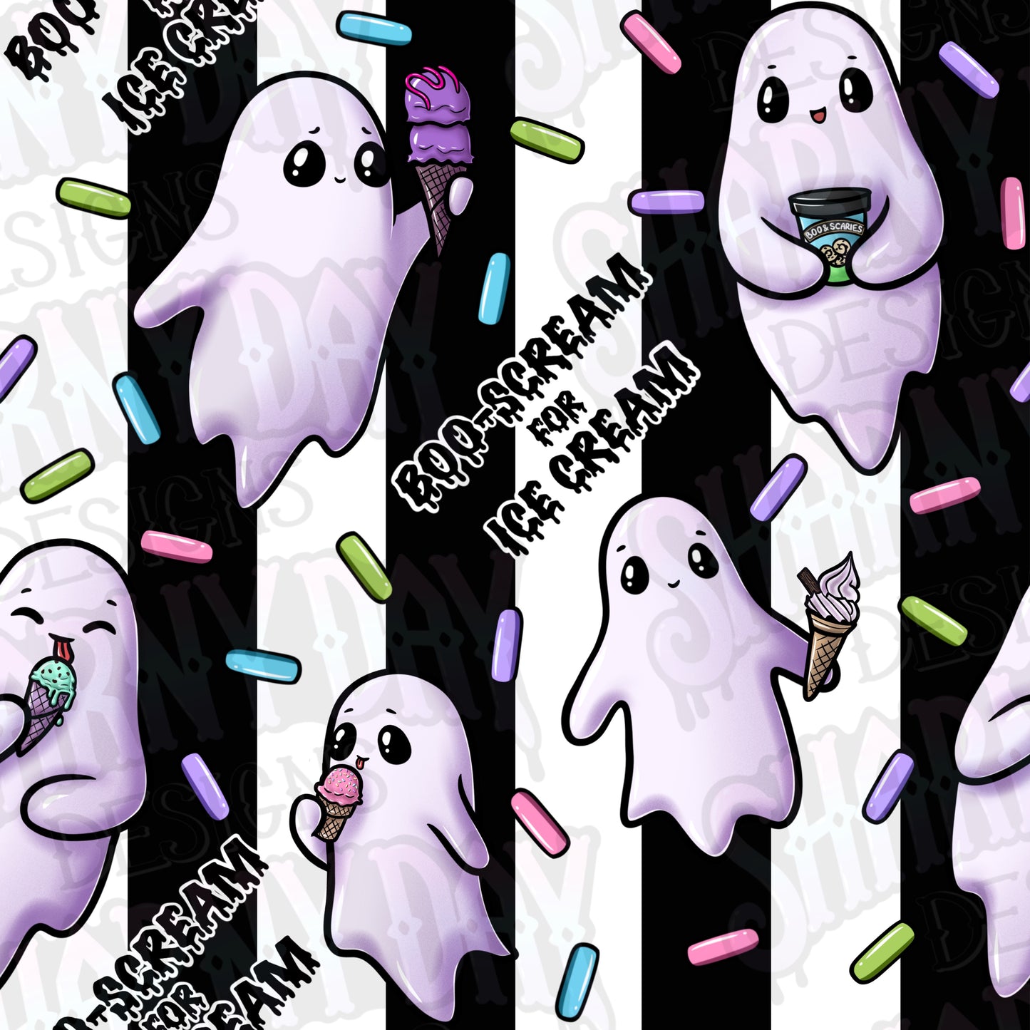 Boo-Scream for Ice Cream Exclusive Seamless Pattern Design