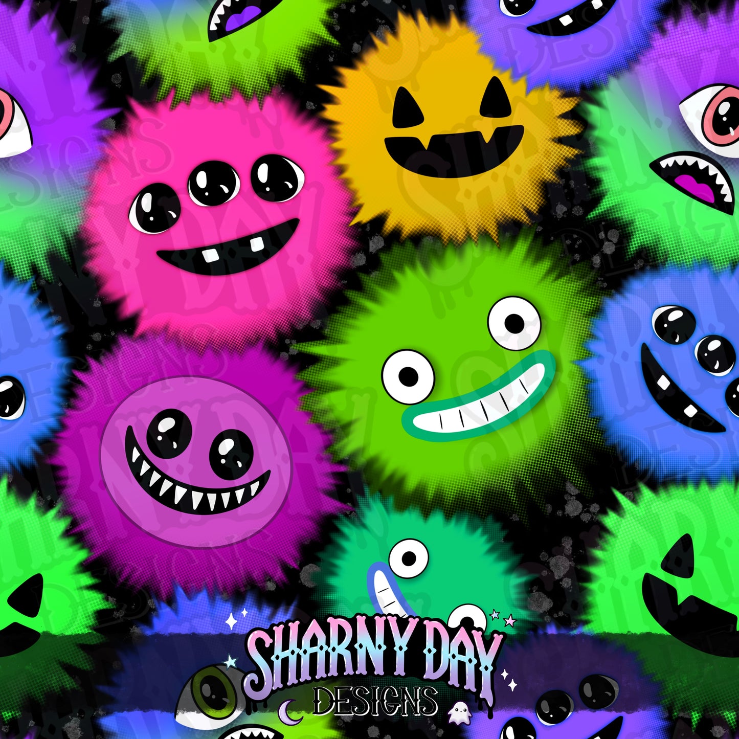 Fluffy Monsters Exclusive Seamless Pattern Design