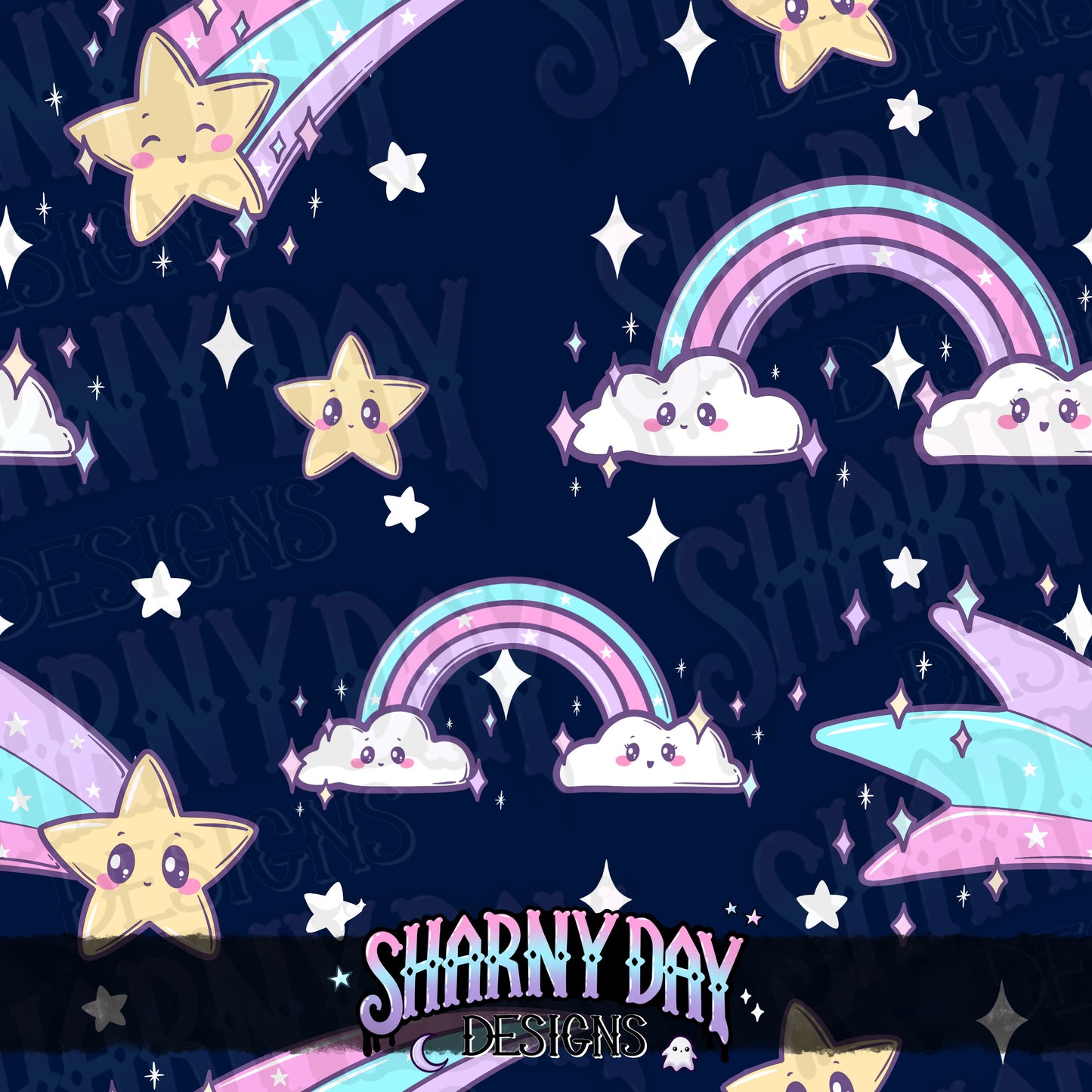 Rainbows & Shooting Stars - Exclusive Seamless Pattern Design