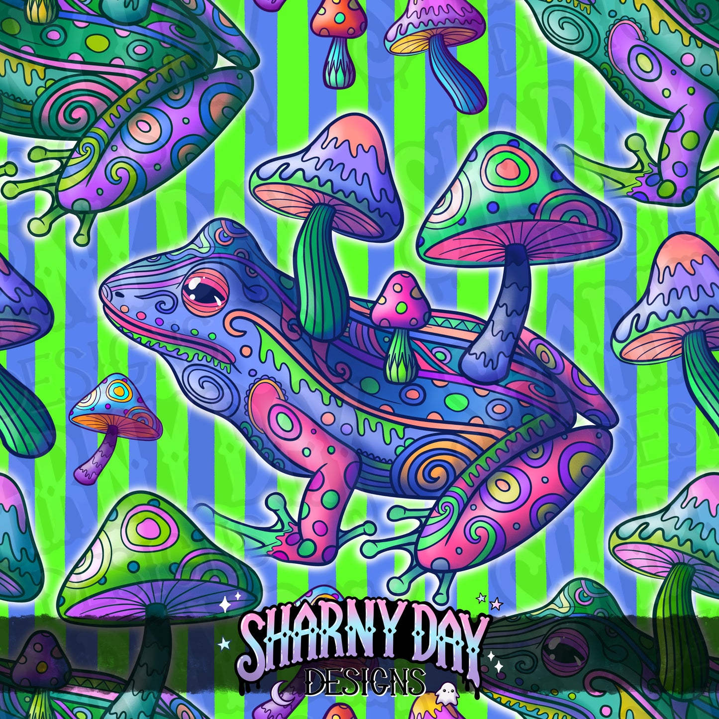 HEXTOBER - Psychedelic Frogs Exclusive Seamless Pattern Design