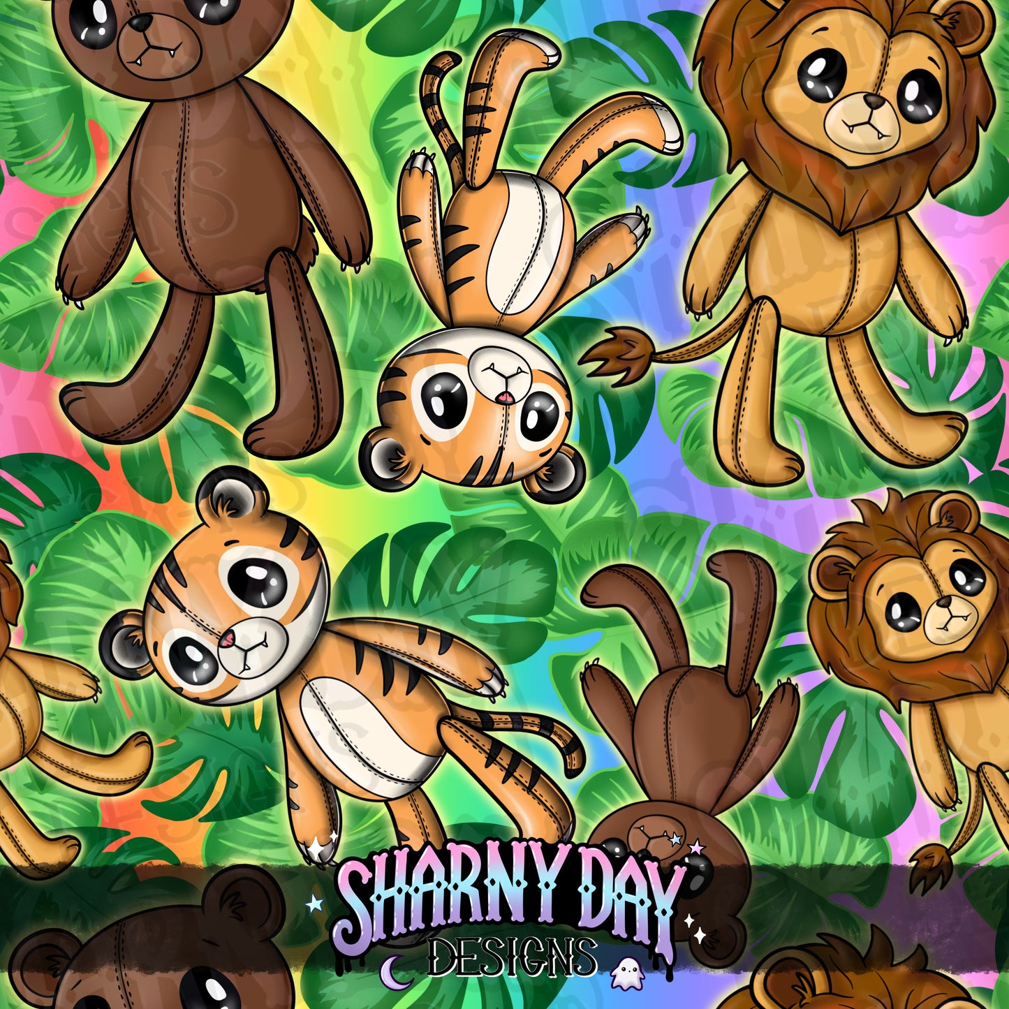 HEXTOBER - Wild Animal Plushies Exclusive Seamless Pattern Design