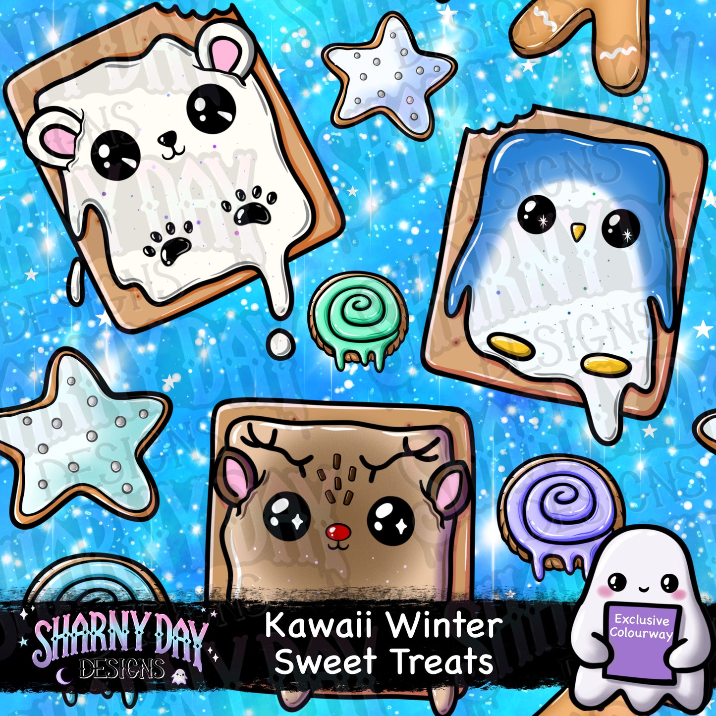 Kawaii Festive Sweet Treats Exclusive Seamless Pattern Desig