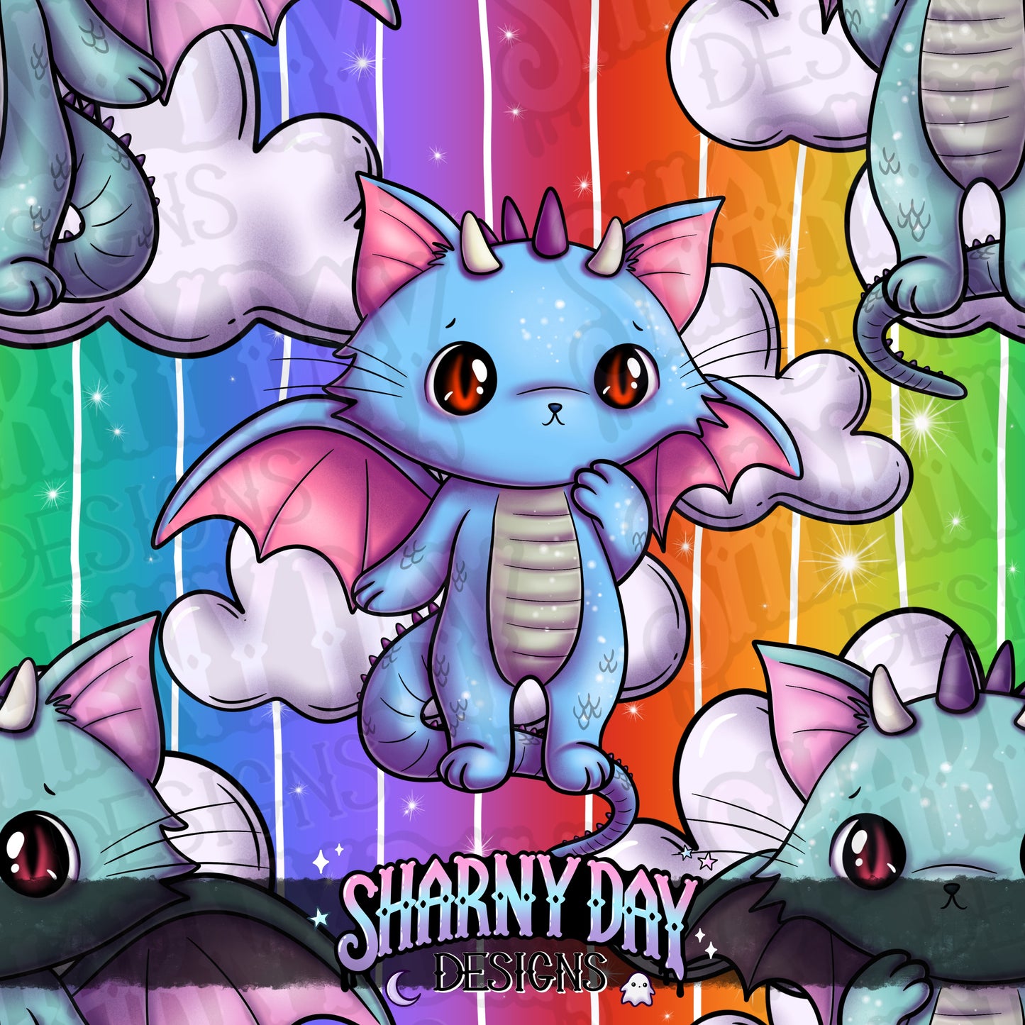 Dragon Kitty - Exclusive Seamless Pattern Design