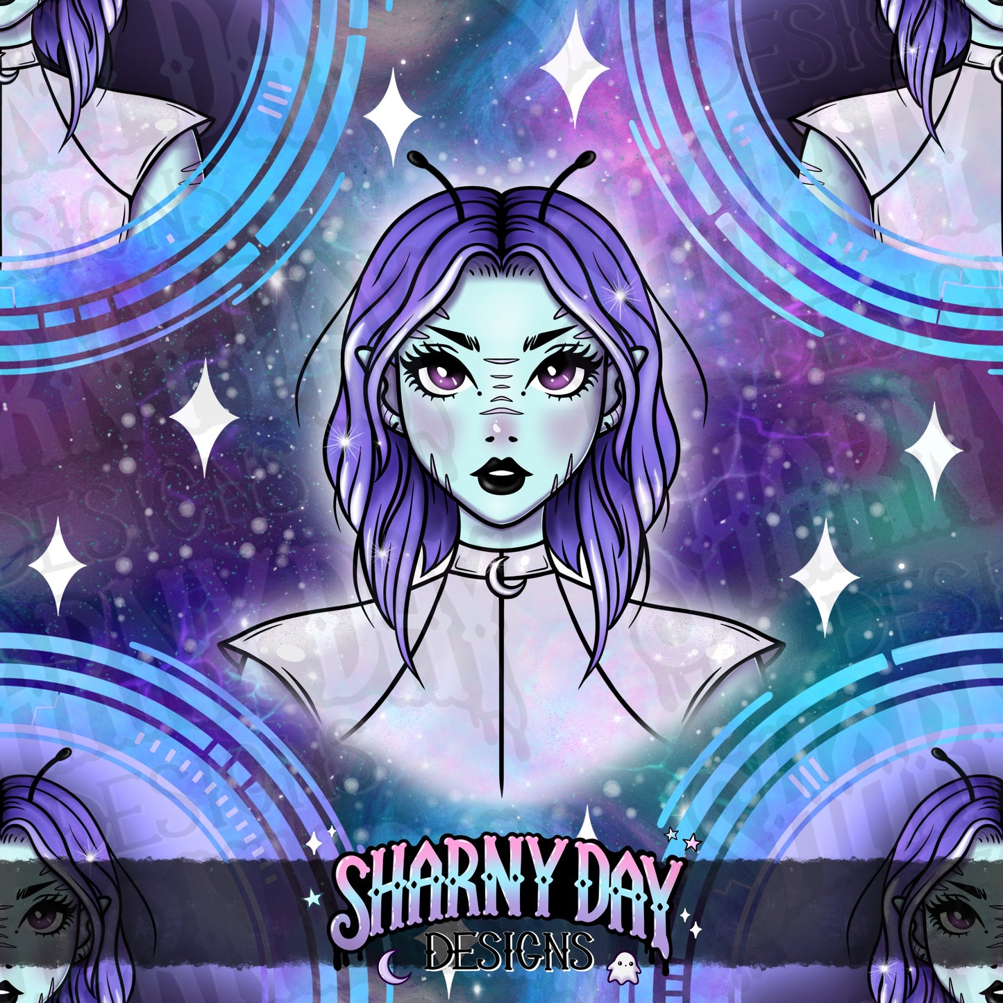 HEXTOBER - Galaxy Girl Limited Seamless Pattern