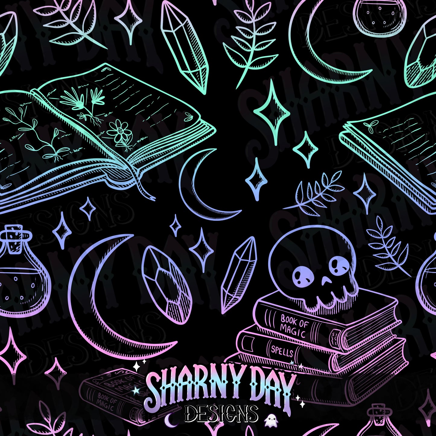 HEXTOBER - Spell Books non-exclusive Seamless Pattern Design