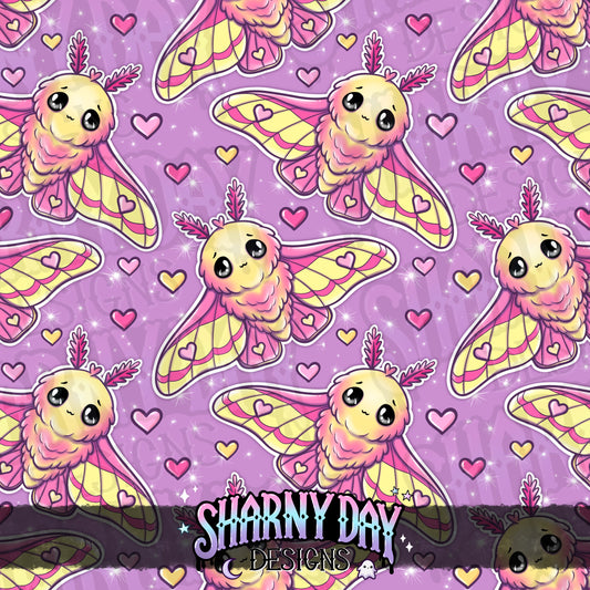 HEXTOBER - Kawaii Rosy Maple Moth Limited Seamless Pattern