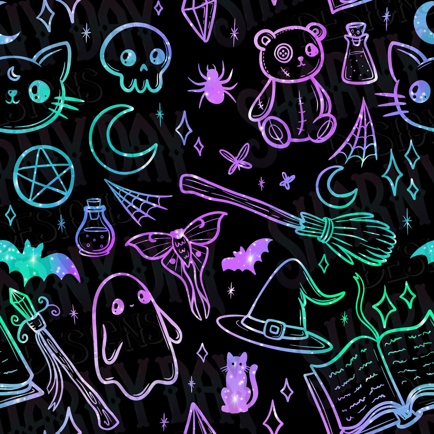 Spoopy Doodles non-exclusive Seamless Pattern Design