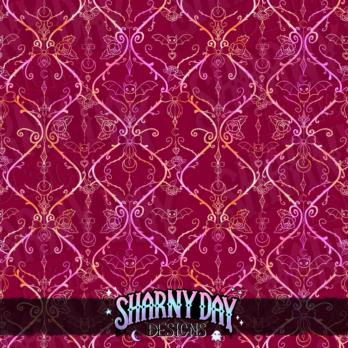 HEXTOBER - Gothic Bats and Bows (lattice) - non-exclusive Seamless Pattern Design